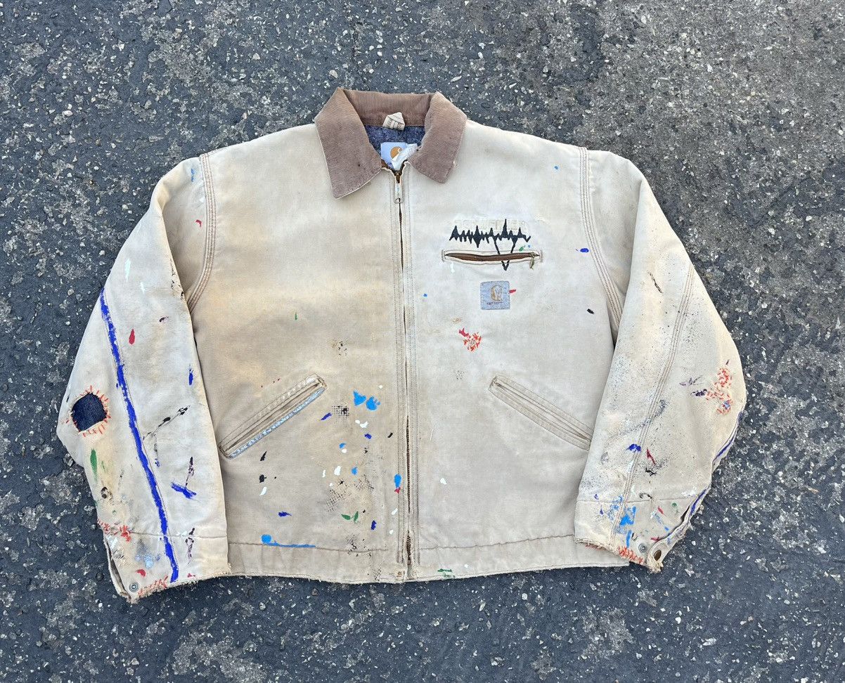 Vintage Carhartt Detroit Jacket Thrashed Distressed Sun Fade
