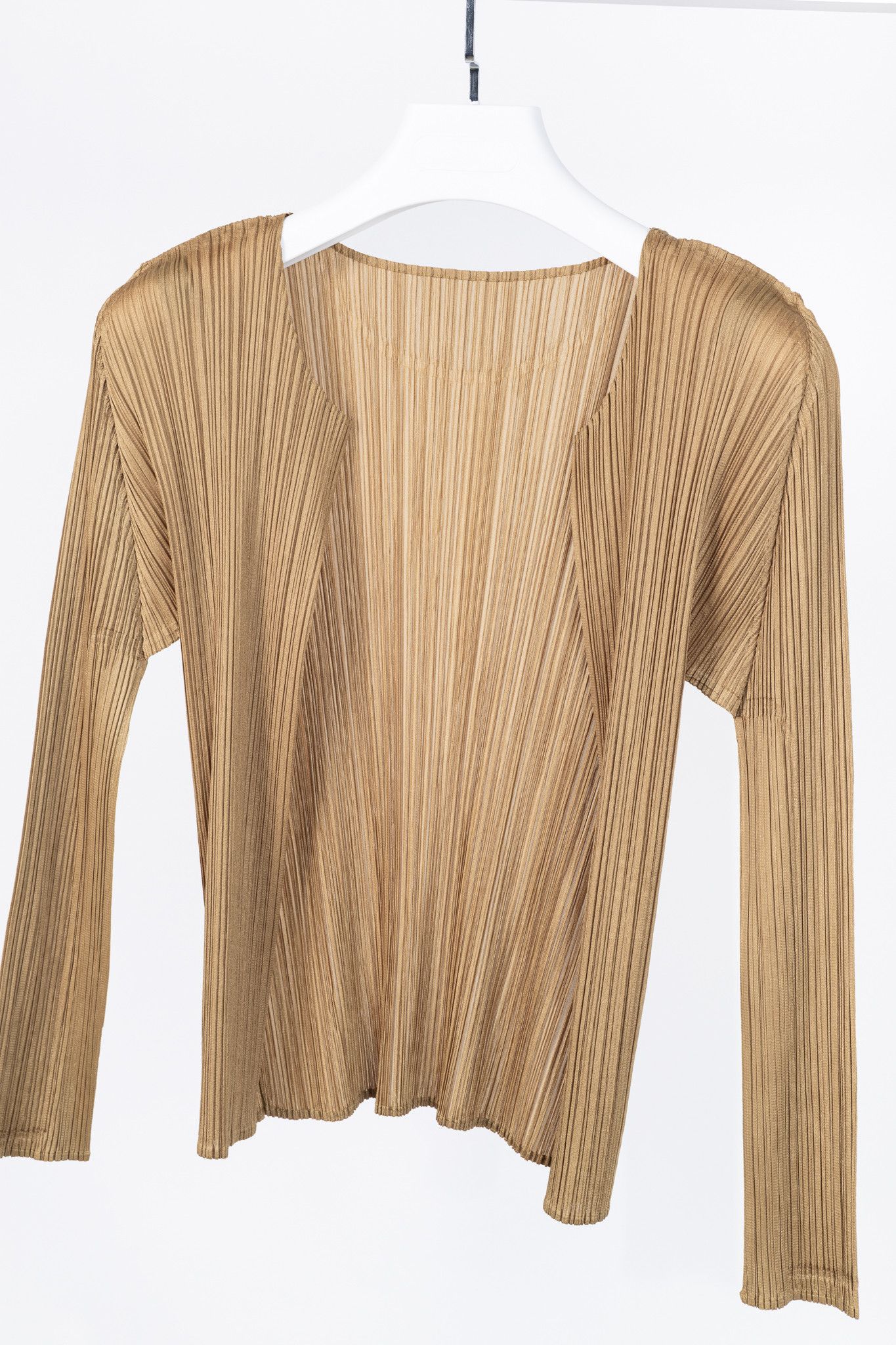 Pleats Please Issey Miyake Pleats Please Issey Miyake Gold Open-Front Cardigan Size S / US 4 / IT 40 - 3 Thumbnail