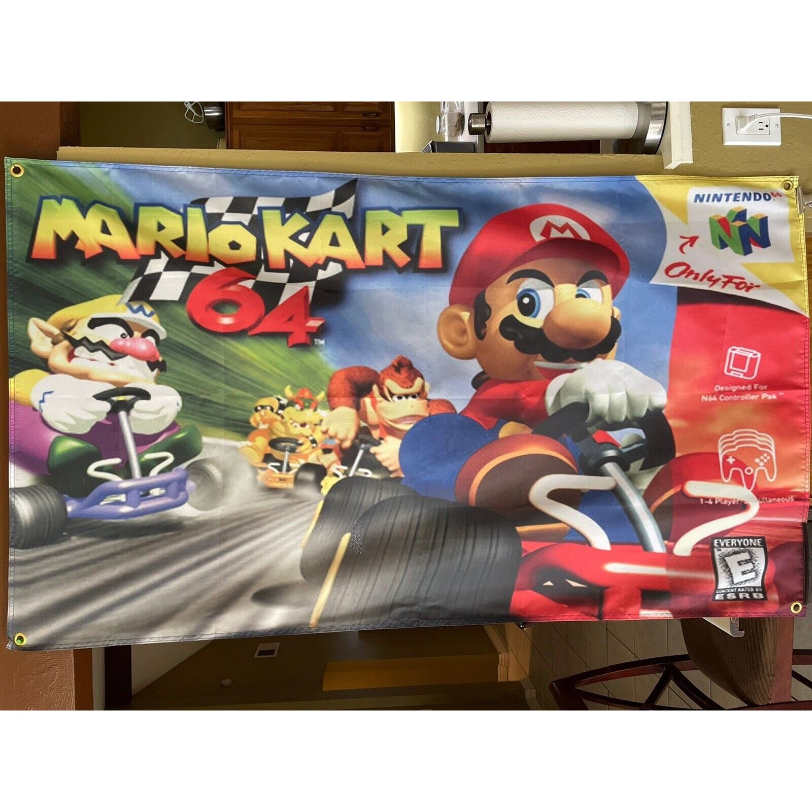 Other Mario Kart 64 5ft Flag Nintendo N64 1997 Banner Poster Size ONE SIZE - 1 Thumbnail