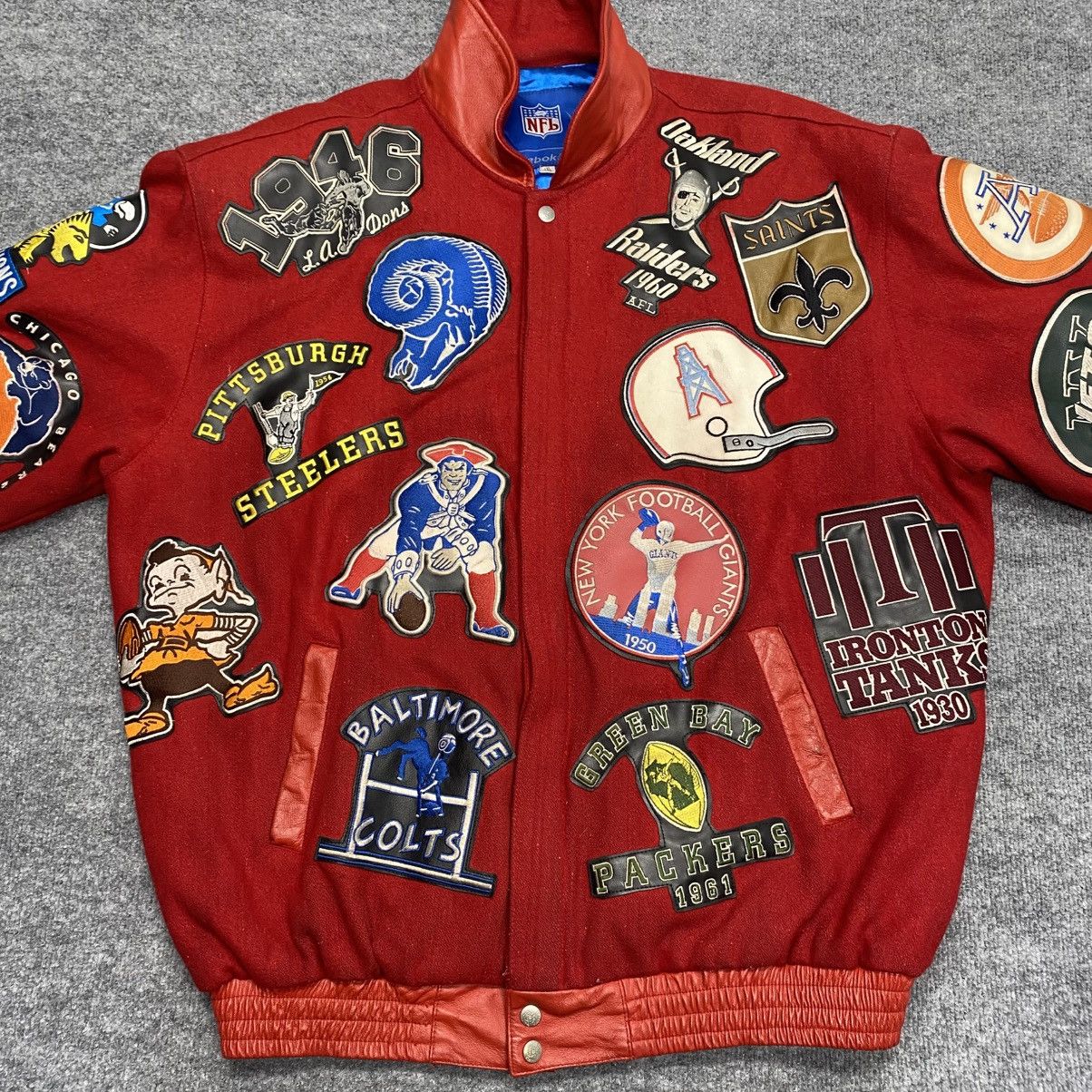 NFL Vintage 90's NFL Patches Red Bomber Jacket Size 3XL Size US XXL / EU 58 / 5 - 5 Thumbnail