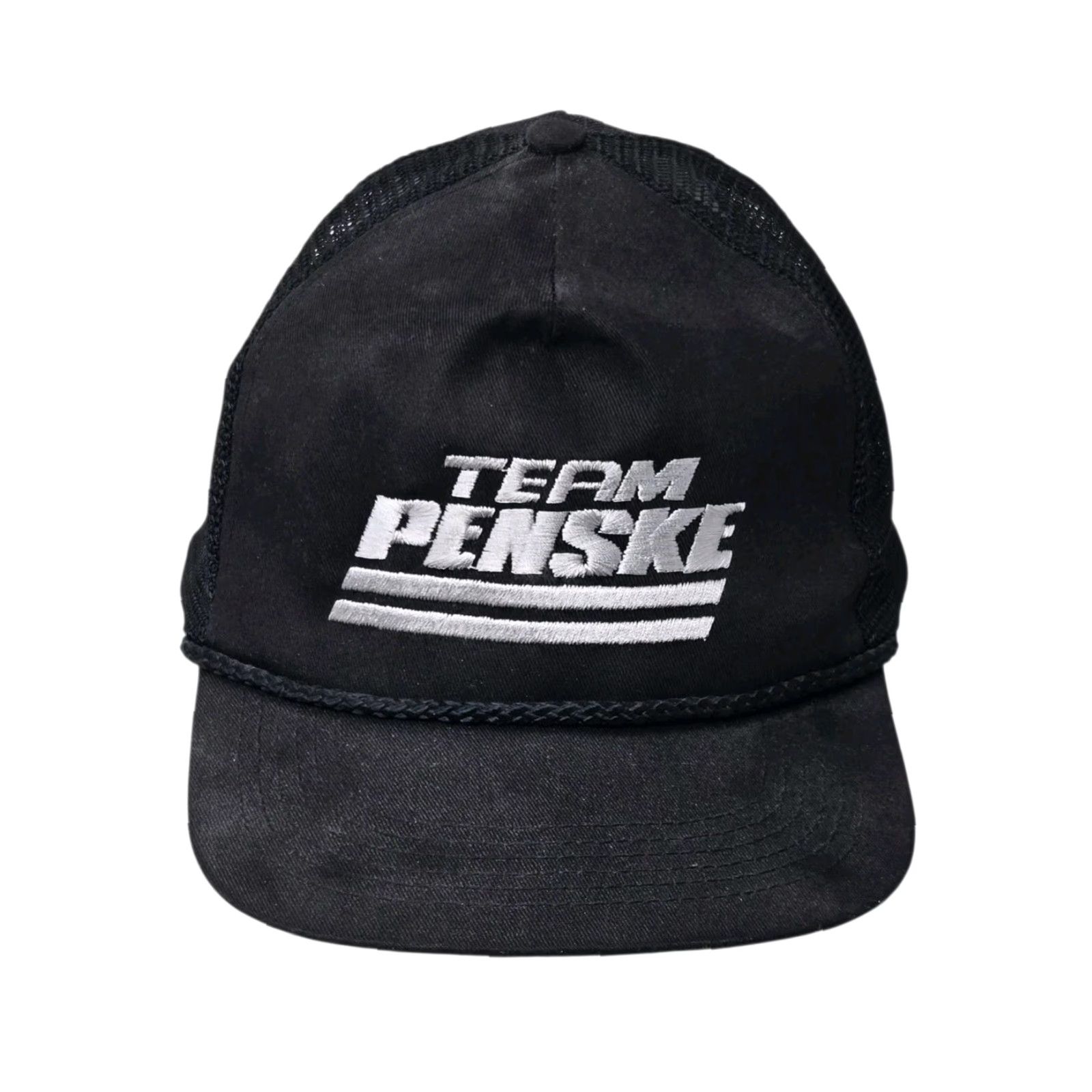NASCAR VINTAGE Team Penske Indy 500 Racing Snap-Back Trucker Hat Cap Race Nascar Rope Hat Mens Black Adjustable 80s 90s USA Indy Racing Penske Size ONE SIZE - 2 Thumbnail
