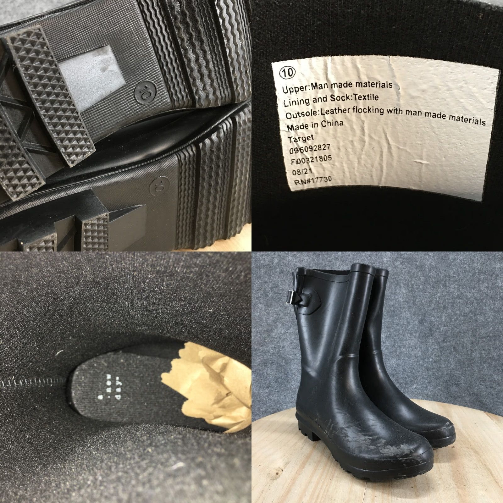 Vintage A New Day Rain Boots Womens 10 Garden Mid Calf Black Rubber Pull On Comfort Boots Size US 10 / IT 40 - 10 Thumbnail