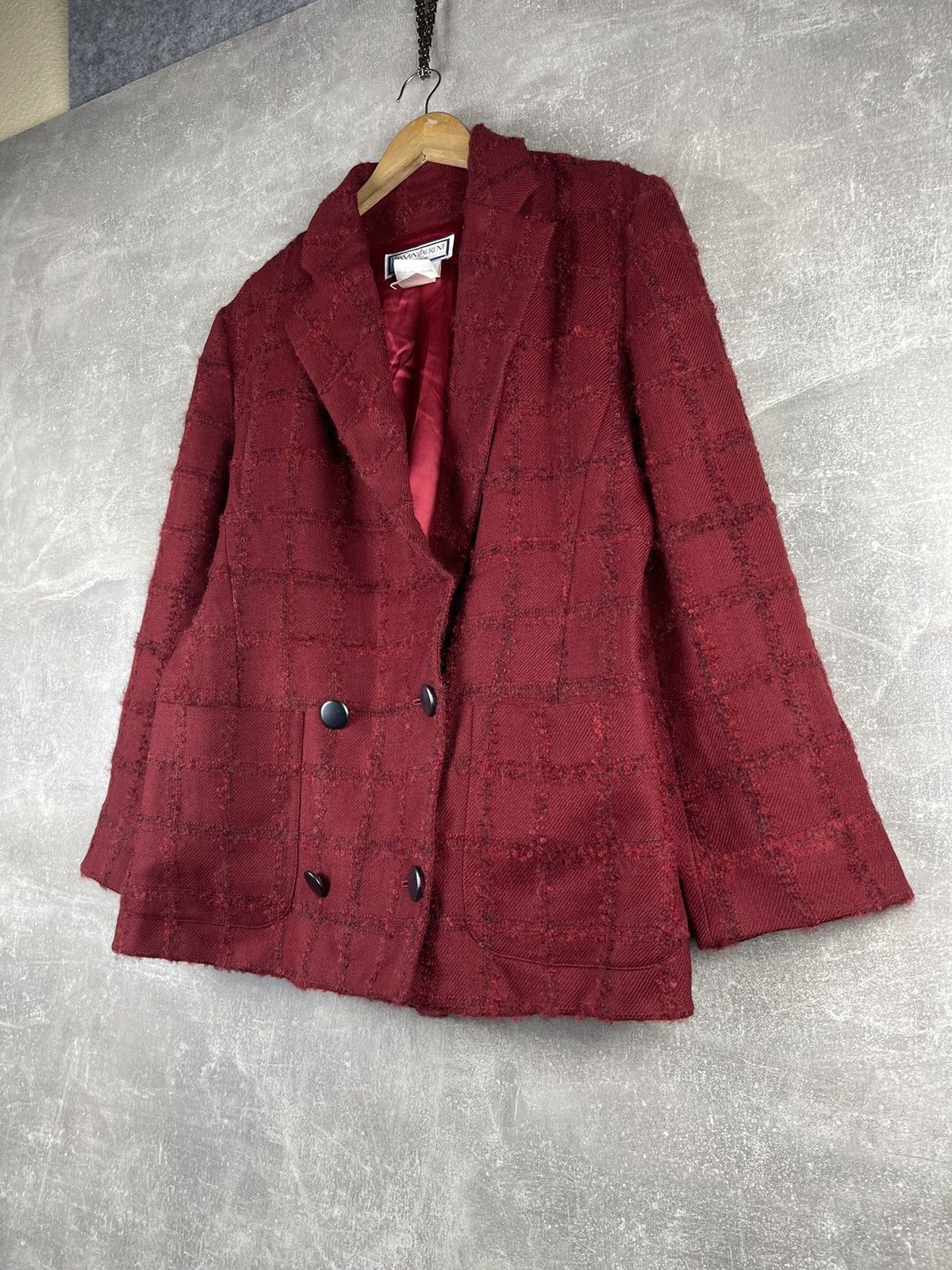 Yves Saint Laurent Yves Saint Laurent Variation 80s Wool Skirt Suit Burgundy Size XL / US 12-14 / IT 48-50 - 3 Thumbnail