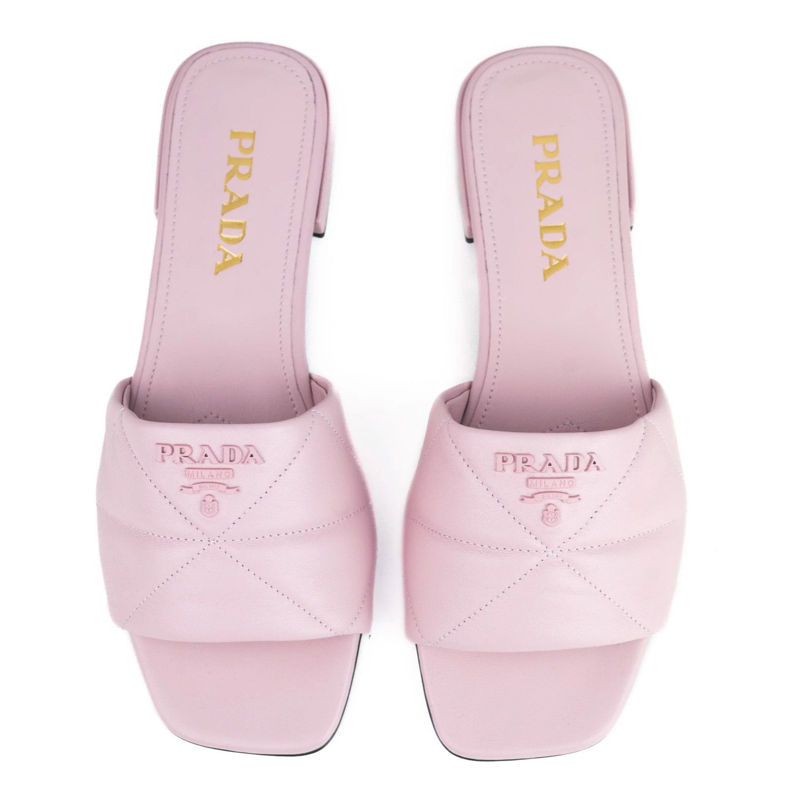 Prada Prada Alabastro Pink Quilted Nappa Leather Logo Slide Size US 6 / IT 36 - 4 Thumbnail