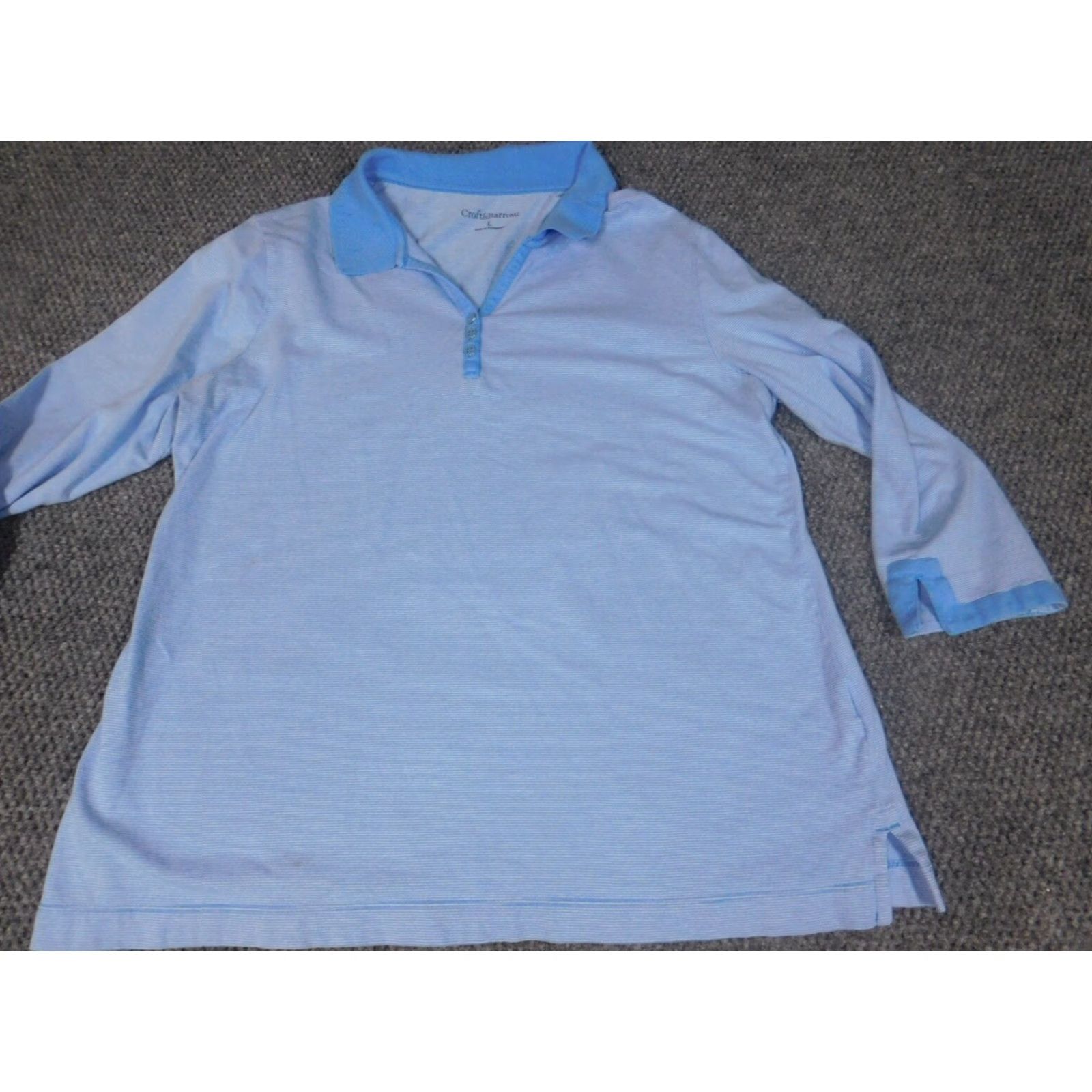 Croft & Barrow Croft & Barrow Blouse Womens Large Blue Striped Crew Neck Long Sleeve Pullover Casual Cotton Rayon Regular Classic Stretch Size L / US 10 / IT 46 - 3 Thumbnail