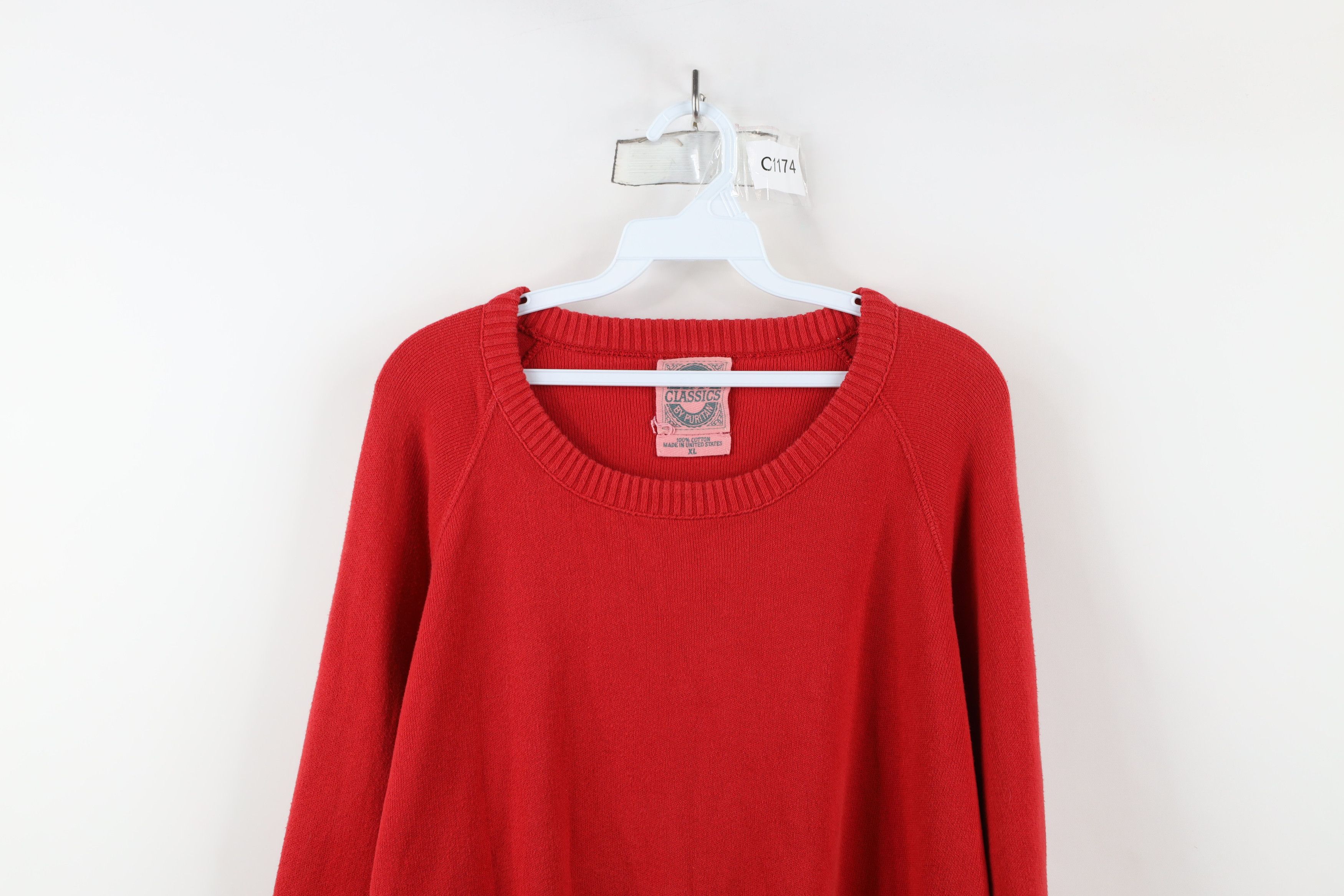Vintage Vintage 90s Streetwear Cotton Knit Crewneck Sweater Red USA Size US XL / EU 56 / 4 - 2 Thumbnail