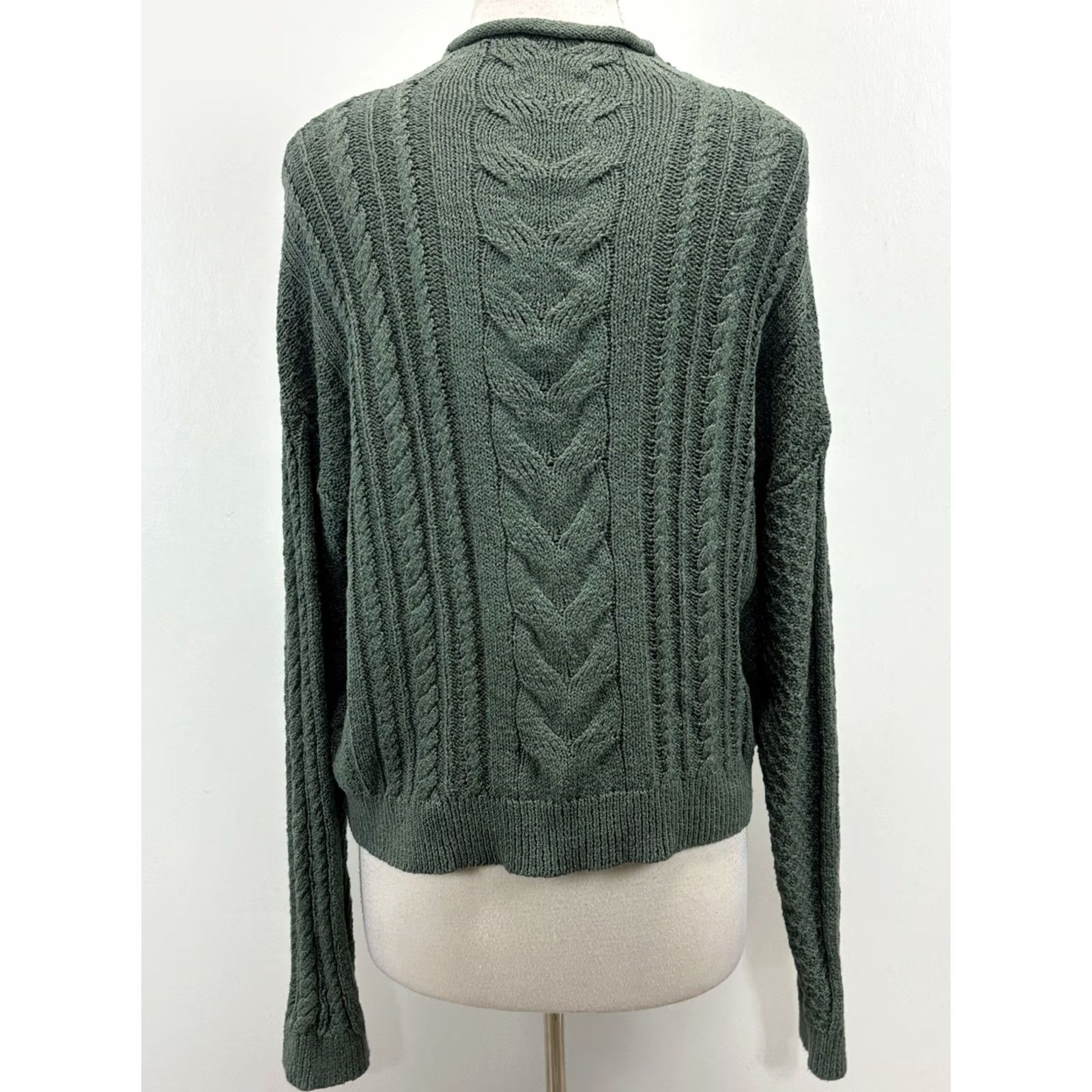 J.Crew J.CREW Cableknit Roll Neck Sweater Women’s L Green Fisherman Coastal Grandma Pullover Knit Shirt Mens Women Girls Boys Size L / US 10 / IT 46 - 3 Thumbnail