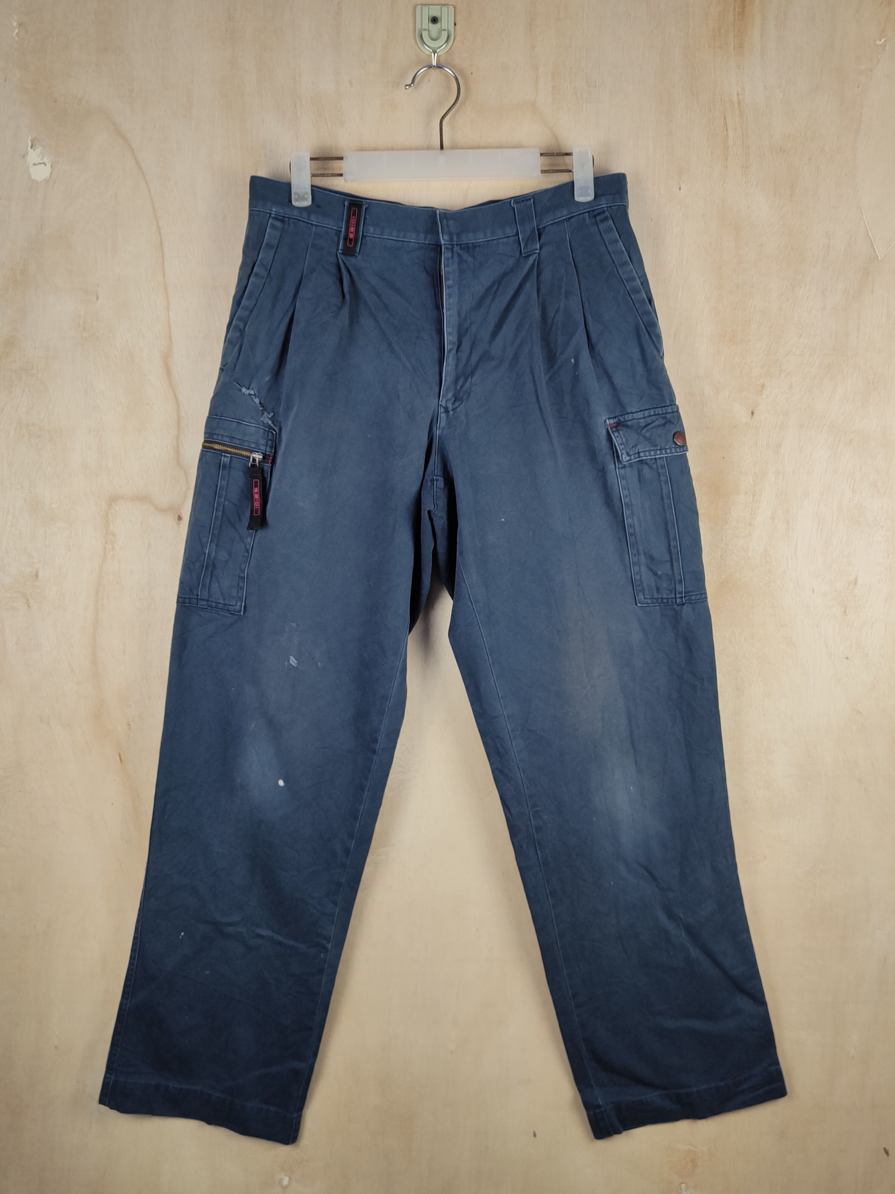 image of Vintage Hoshi-H Idies Dark Blue Faded Multipocket Cargo Pants S2433, Men's (Size 31)