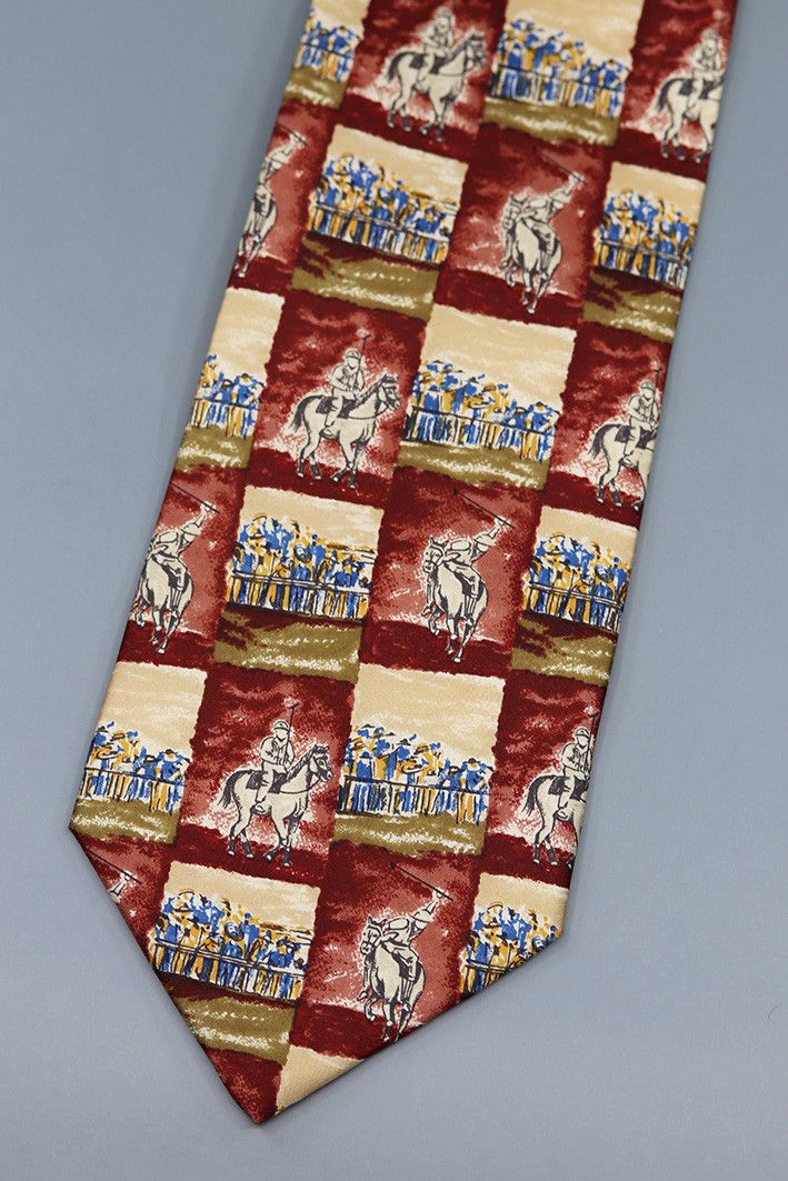 Other Luigi Panza Vintage Italian Silk Tie with Polo Match Scene Size ONE SIZE - 1 Thumbnail