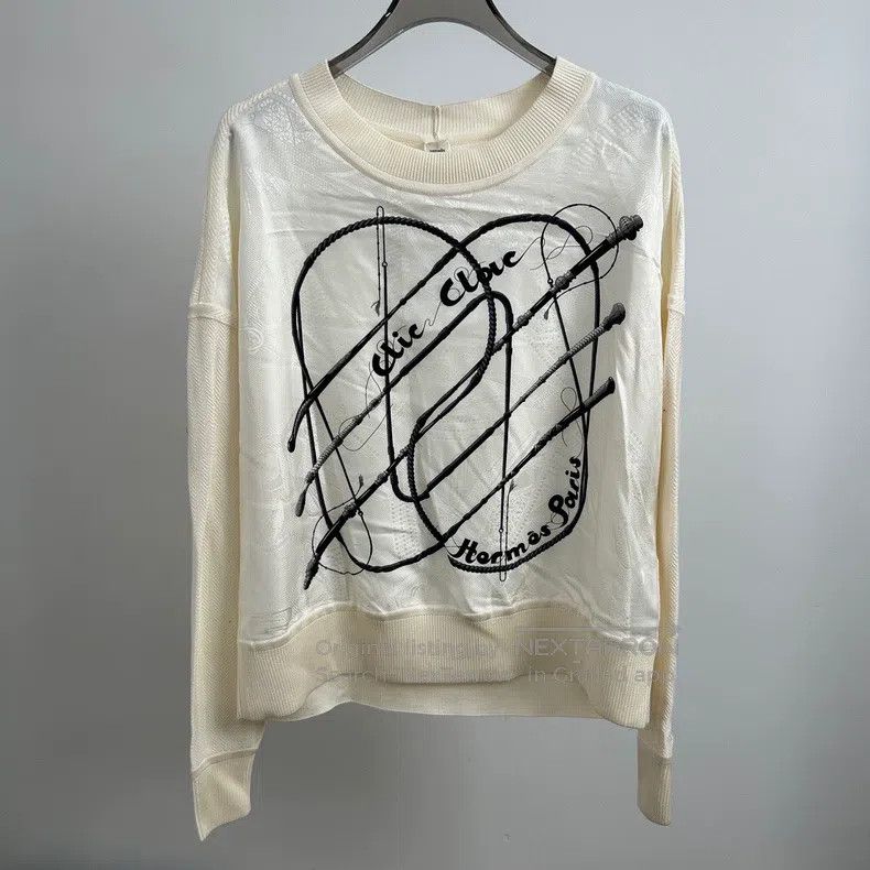 Hermes Hermes White Classic Printed Knit Sweater Size XXS / US 00 / IT 34 - 1 Thumbnail