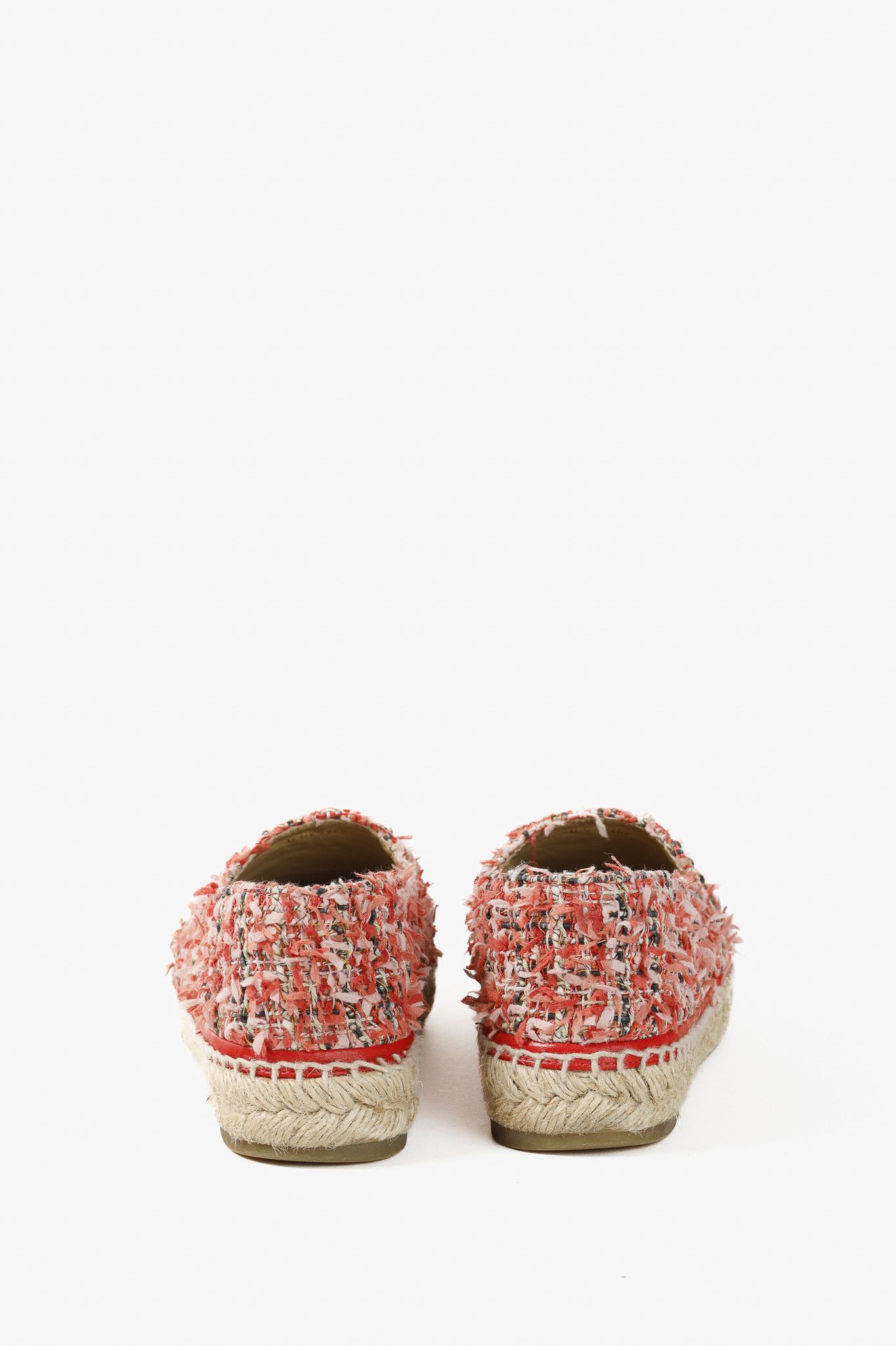 Chanel Chanel 21C Coral Tweed Grosgrain CC-Logo Espadrilles Size US 6.5 / IT 36.5 - 4 Thumbnail