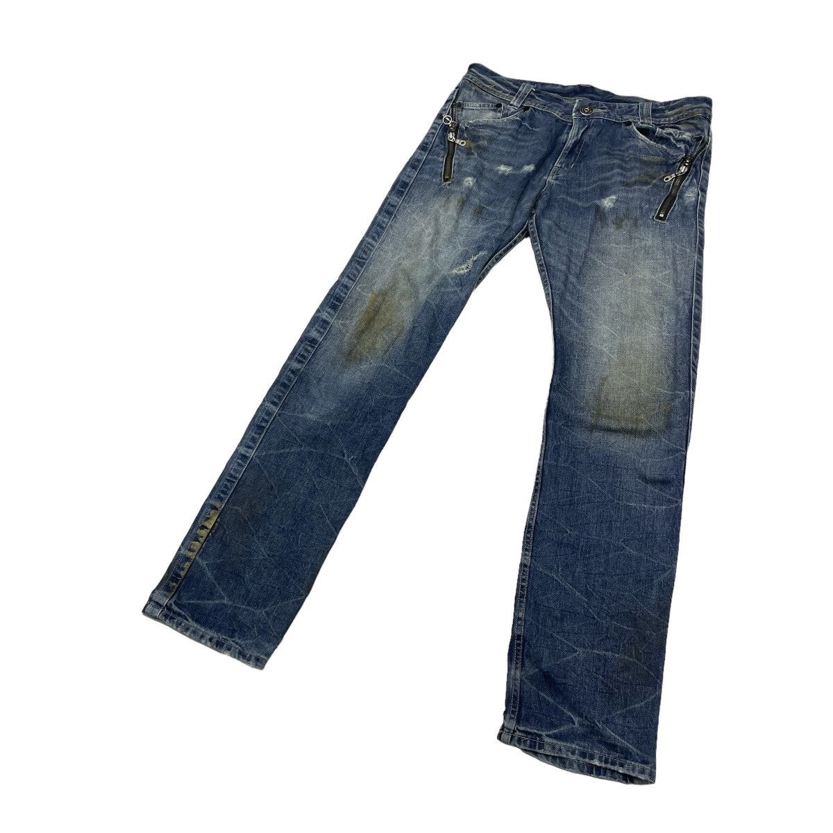 14th Addiction × If Six Was Nine × Le Grande Bleu (L.G.B.) Trashed Japanese Brand Ratle Trap Distress Denim Size US 32 / EU 48 - 4 Thumbnail