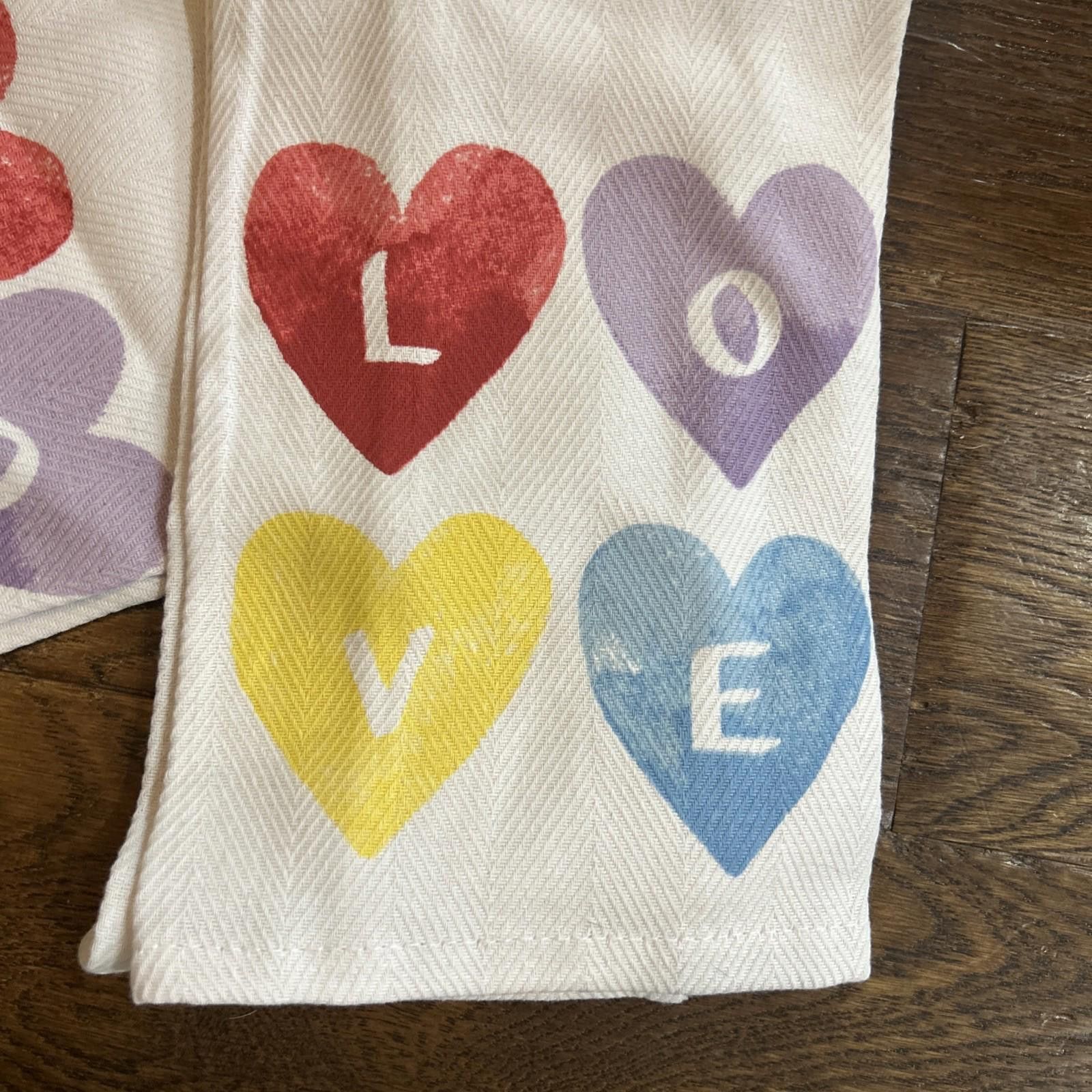 Designer Mainstay Kitchen Towels Set Of Two Love Hearts Boho 15"x25" Size ONE SIZE - 3 Thumbnail