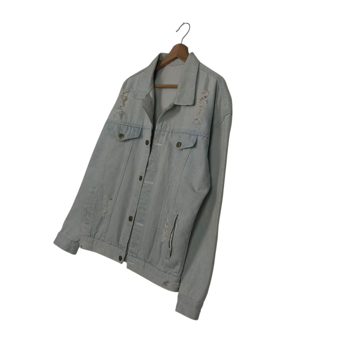 Japanese Brand 🔥VINTAGE DENIM JACKET BIKER UNBRANDED BIG LOGO BACK HIT Size US M / EU 48-50 / 2 - 4 Thumbnail
