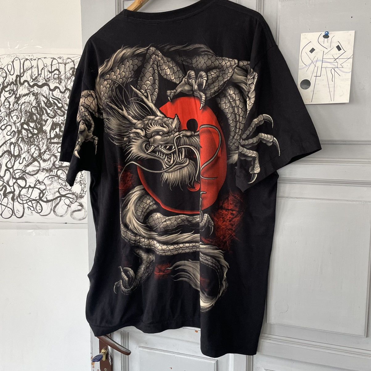 Japanese Brand × Vintage Vintage 90’s Yin Yang Dragon All Over Print Y2K Size US XL / EU 56 / 4 - 7 Thumbnail