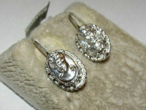 Designer Sterling Silver Victorian Inspired Cameo Drop Earrings Size ONE SIZE - 1 Thumbnail