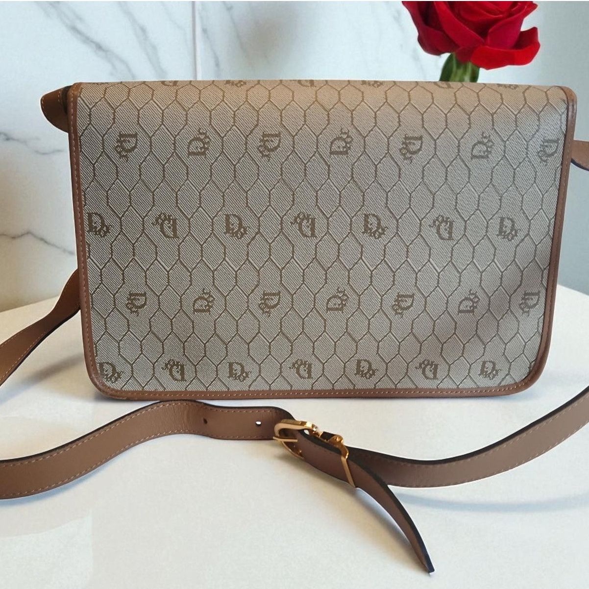 Dior Christian Dior - Beige Honeycomb Crossbody Bag Size ONE SIZE - 2 Thumbnail