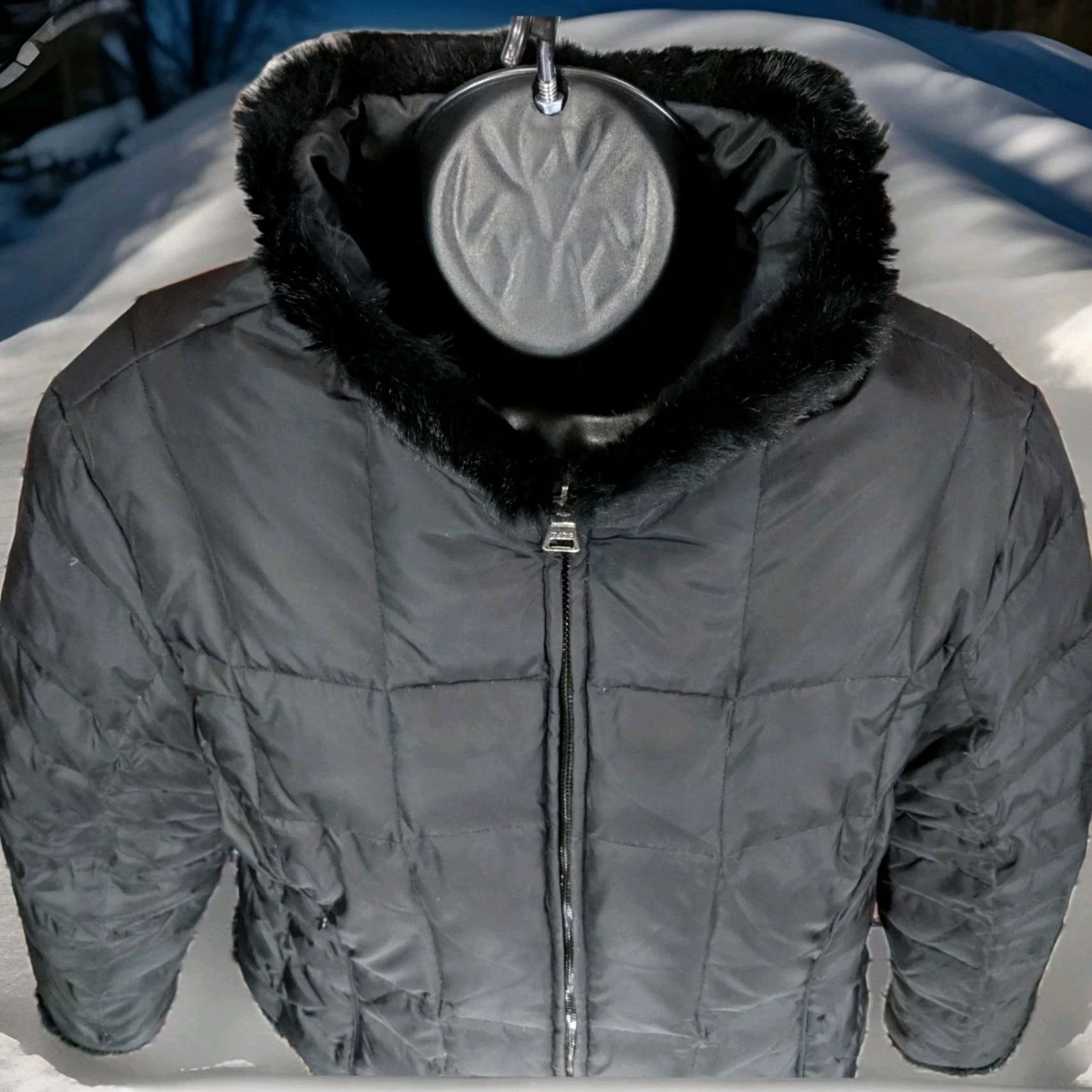Andrew Marc Andrew Marc Reversible Down Puffer Jacket Womens Large Black Quilted Rabbit Fur Size L / US 10 / IT 46 - 5 Thumbnail