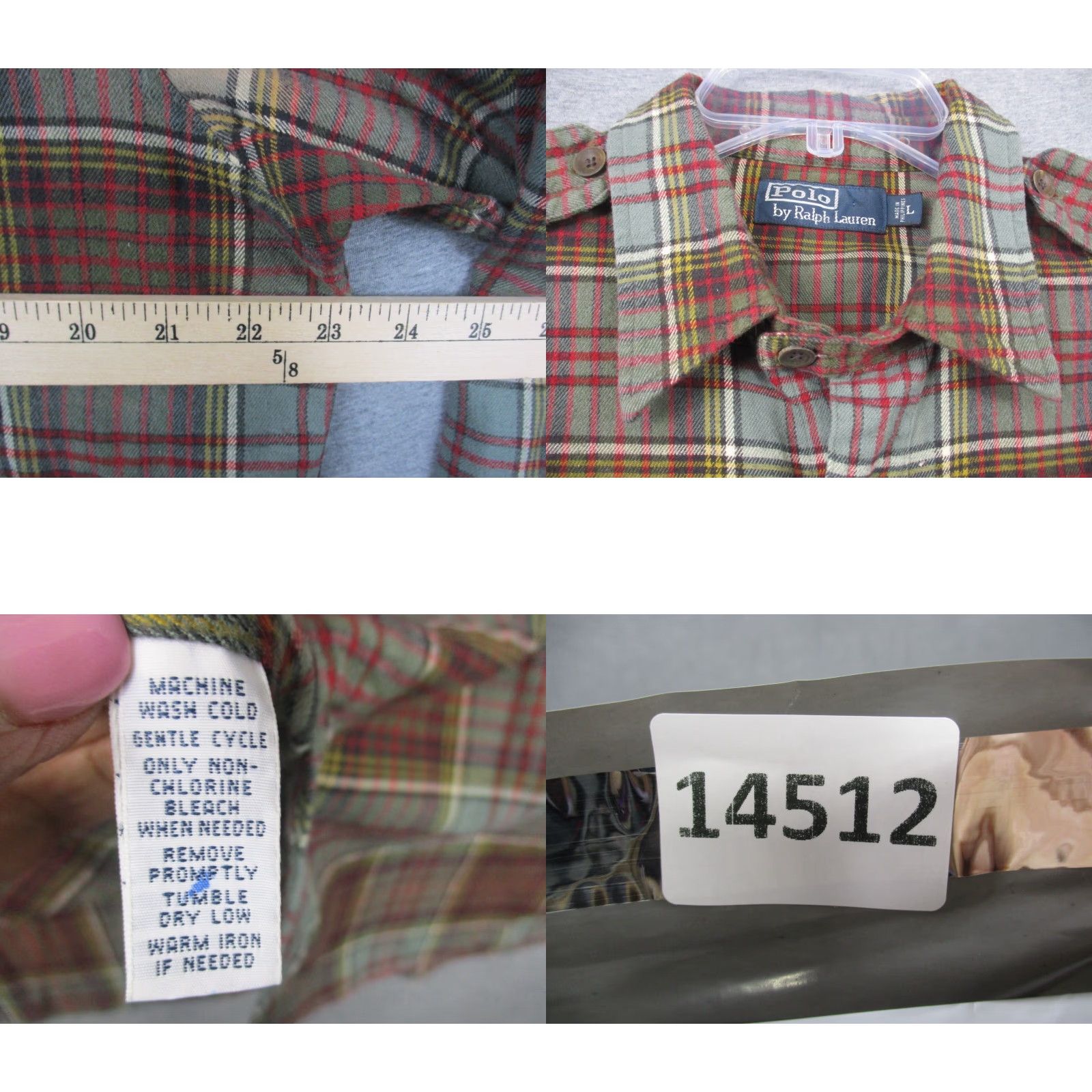 Polo Ralph Lauren VINTAGE Polo Ralph Lauren Flannel Shirt Large Red Plaid Military Shoulder Straps Mens Size US L / EU 52-54 / 3 - 8 Thumbnail