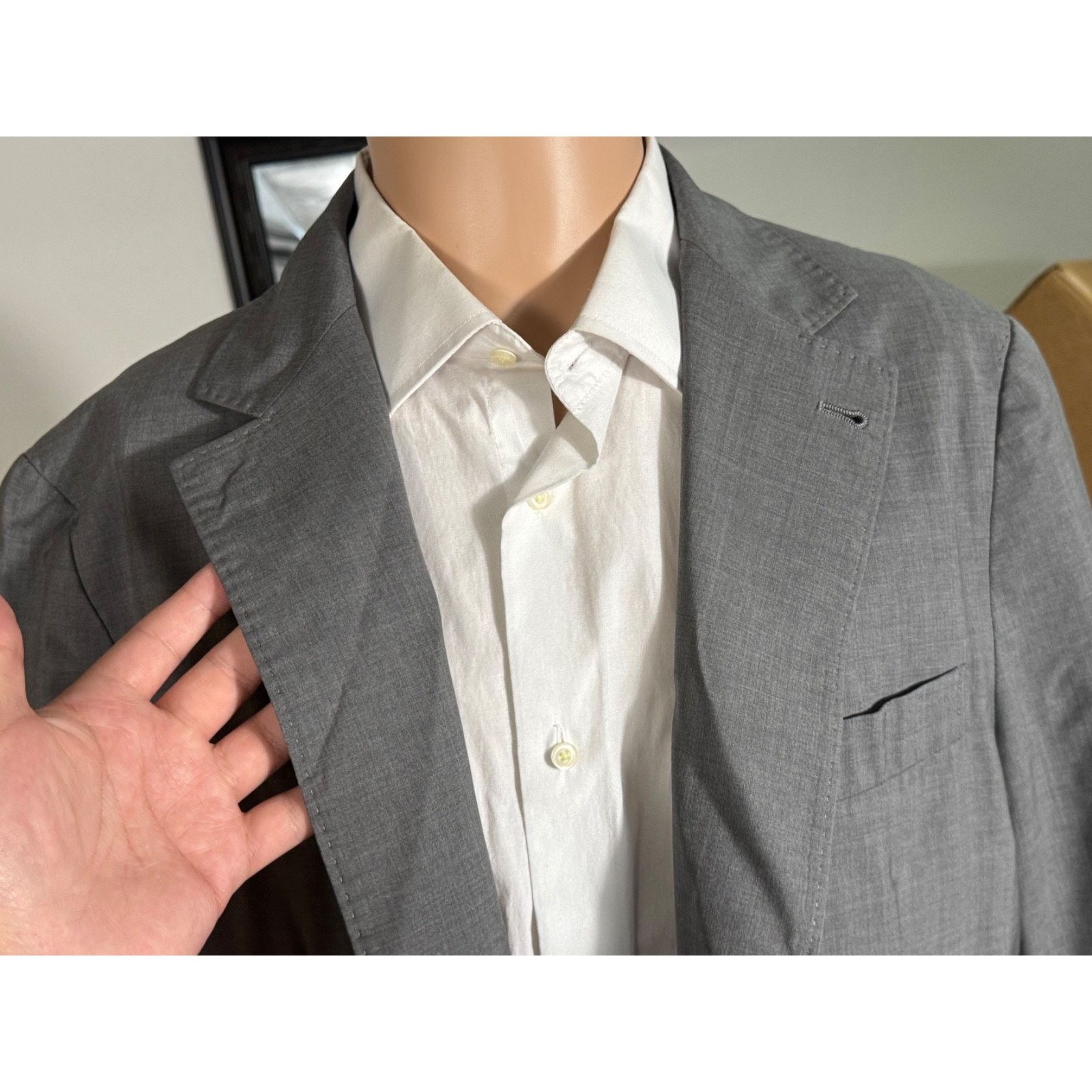 Brunello Cucinelli Brunello Cucinelli Gray Wool Silk Unstructured Blazer 44R Size 44R - 2 Thumbnail