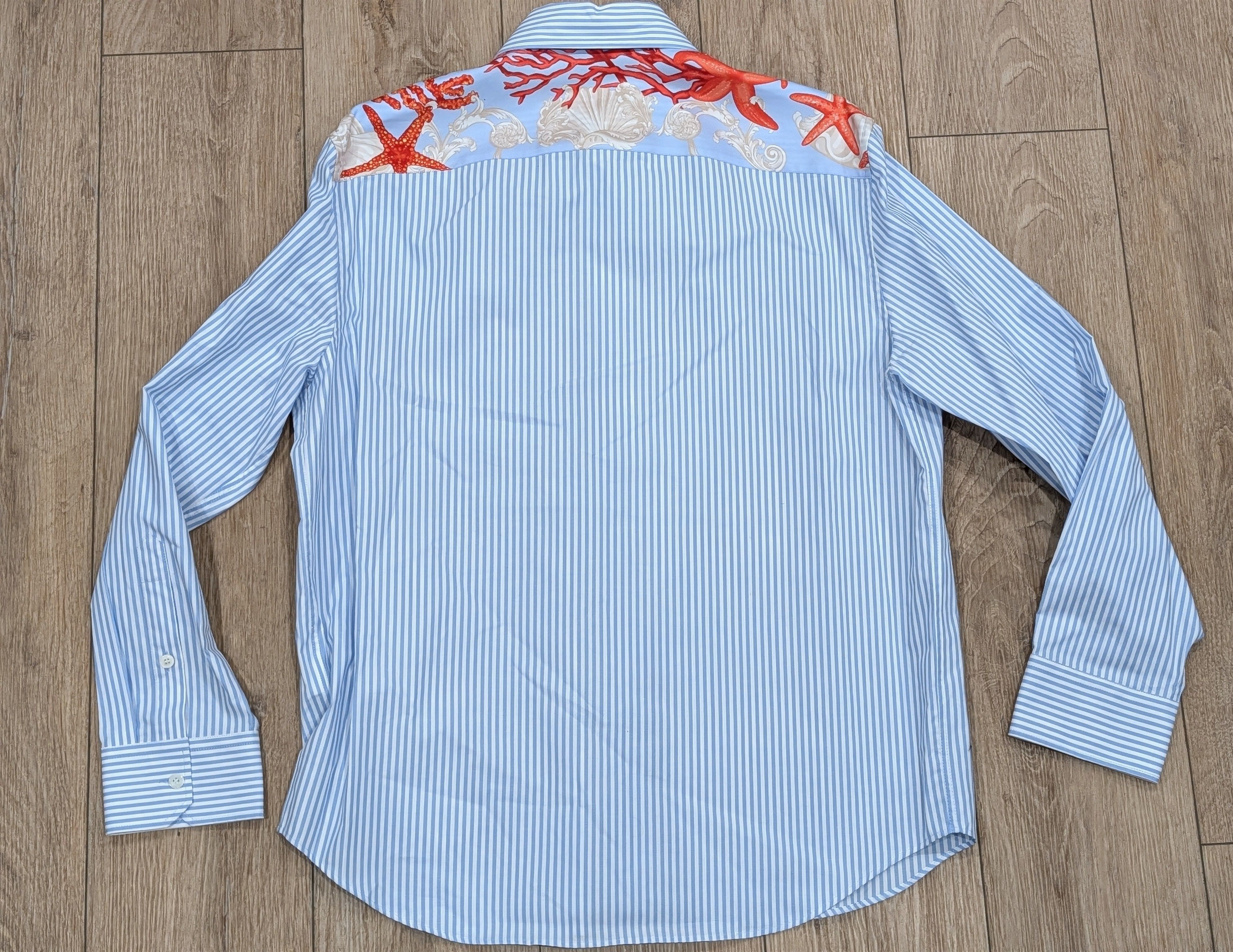 Versace VERSACE Striped LS Button Up Shirt Light Blue 50 Size US M / EU 48-50 / 2 - 4 Thumbnail