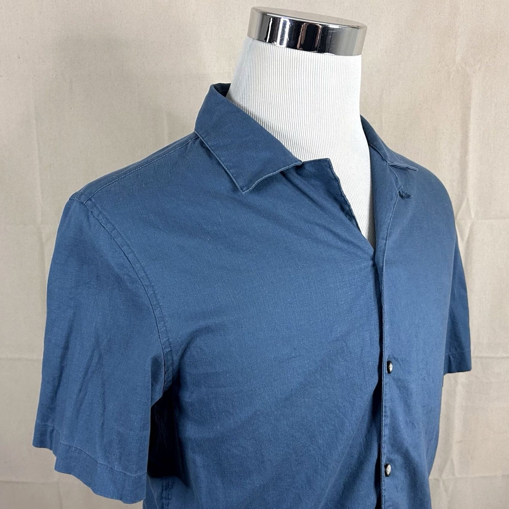 Bonobos Bonobos Shirt Short Sleeve Linen Blend Blue Casual Button Front Mens XS S Size US S / EU 44-46 / 1 - 2 Thumbnail