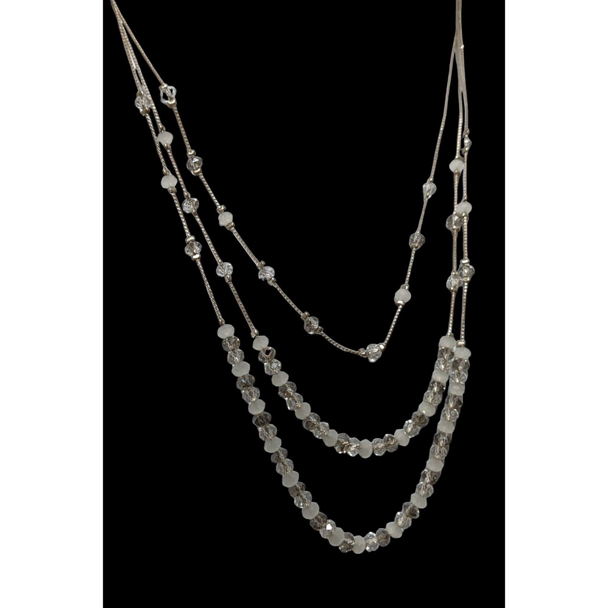 Other Multilayer Clear And White Glass Beaded Necklace Size ONE SIZE - 3 Thumbnail