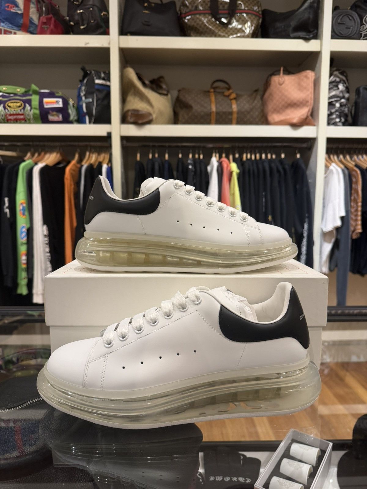 Alexander McQueen Alexander McQueen Bubble Sole Oversized Sneaker - White/Blk Size US 11 / EU 44 - 1 Thumbnail