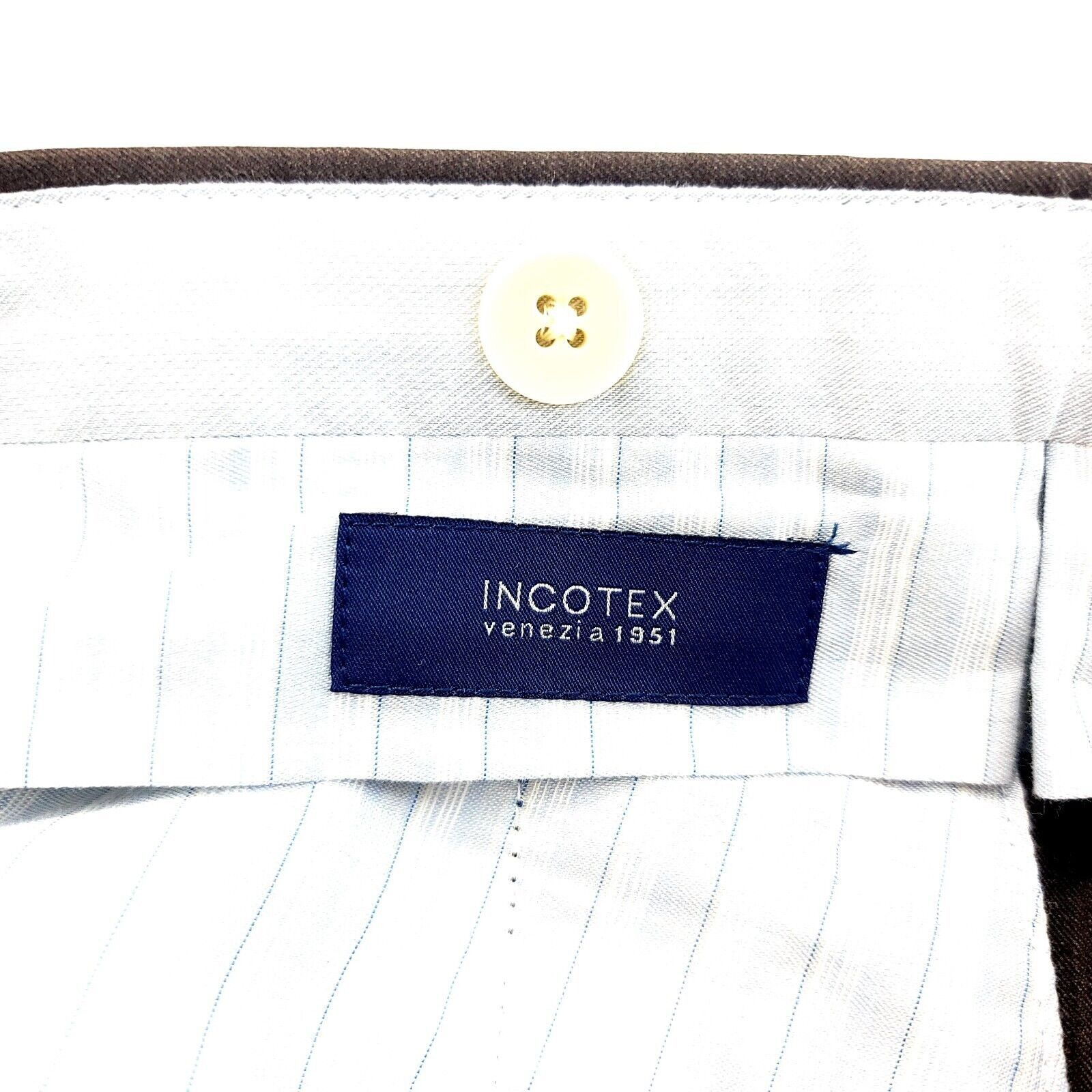 Incotex Incotex Brown Green Flat Front Super 130s Wool Dress Pants 4 Size 40R - 6 Thumbnail