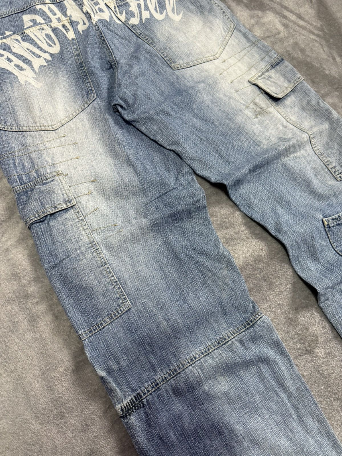 JNCO × Japanese Brand × Spyder Vintage Spider Web Poems Japanese baggy Cargo Denim Pants Size US 30 / EU 46 - 16 Thumbnail
