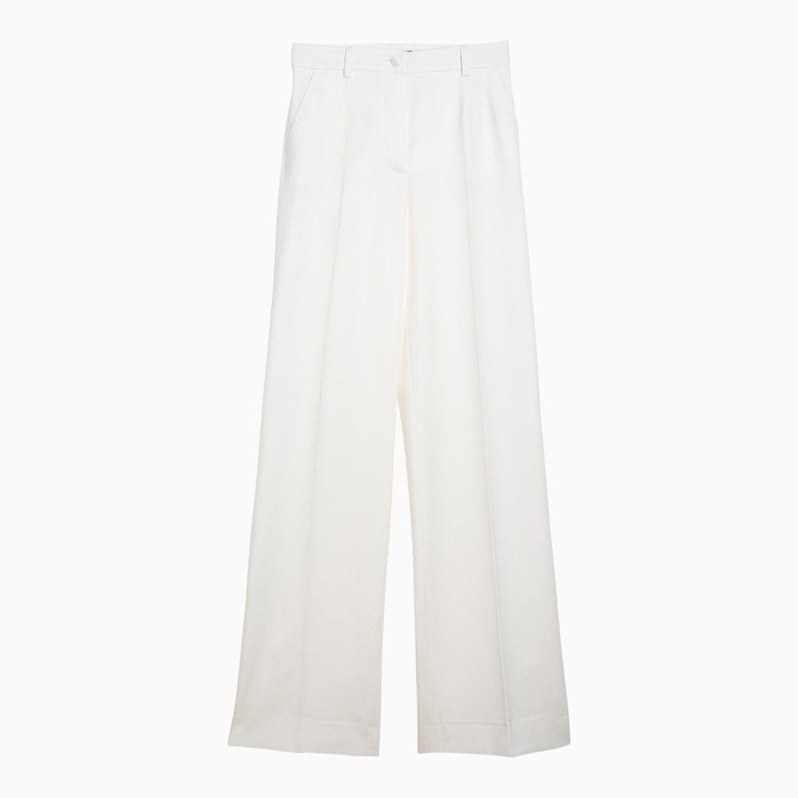 Dolce & Gabbana o1d2blof0824 Wool Trousers in White Size 28" / US 6 / IT 42 - 1 Thumbnail