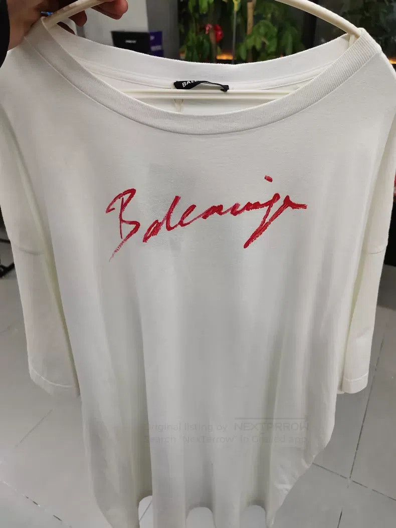 Balenciaga Balenciaga White Script Logo Short Sleeve T-Shirt Size US S / EU 44-46 / 1 - 1 Thumbnail