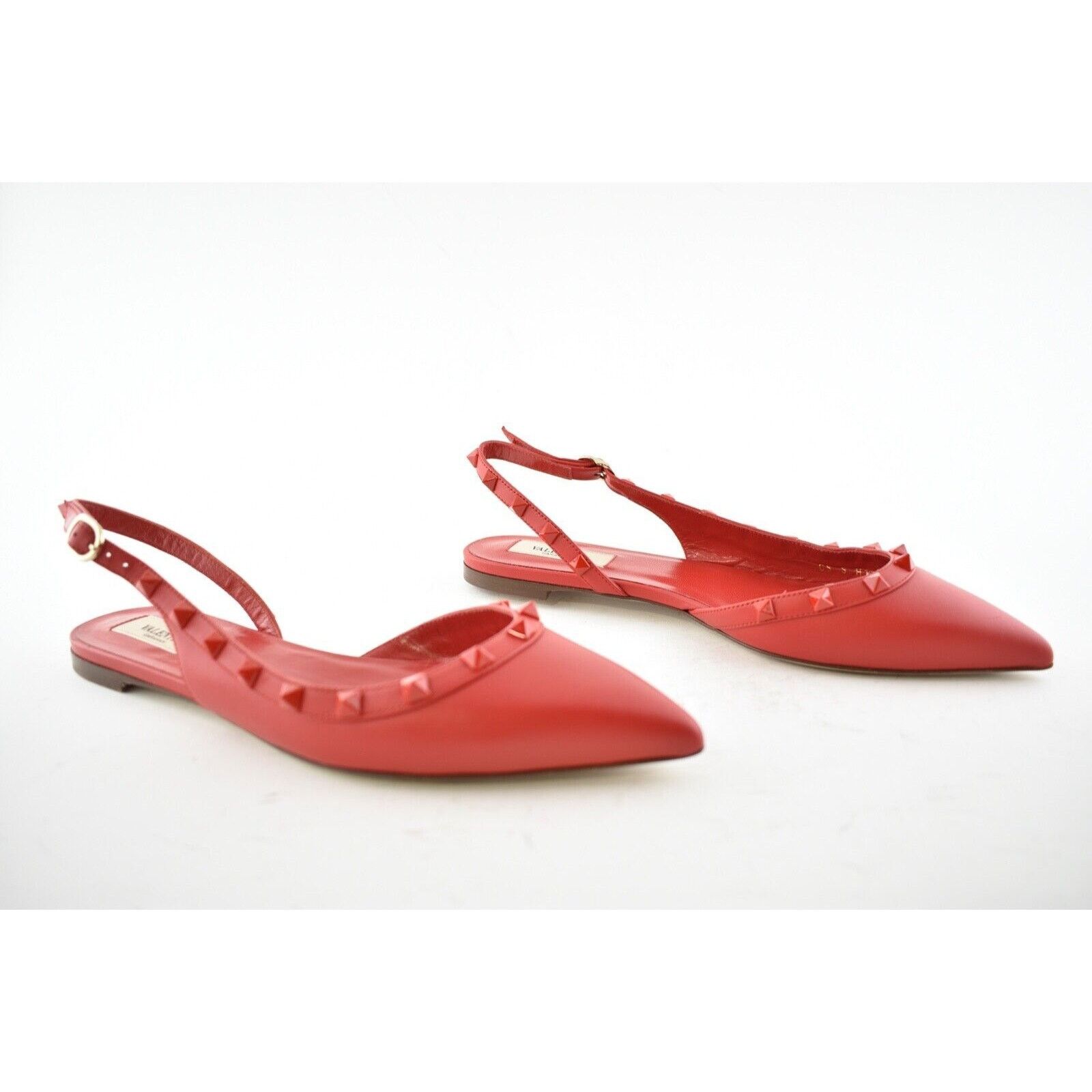 Valentino Valentino Rockstud Red Tonal Stud Pointed Slingback Ballet Size US 6.5 / IT 36.5 - 4 Thumbnail