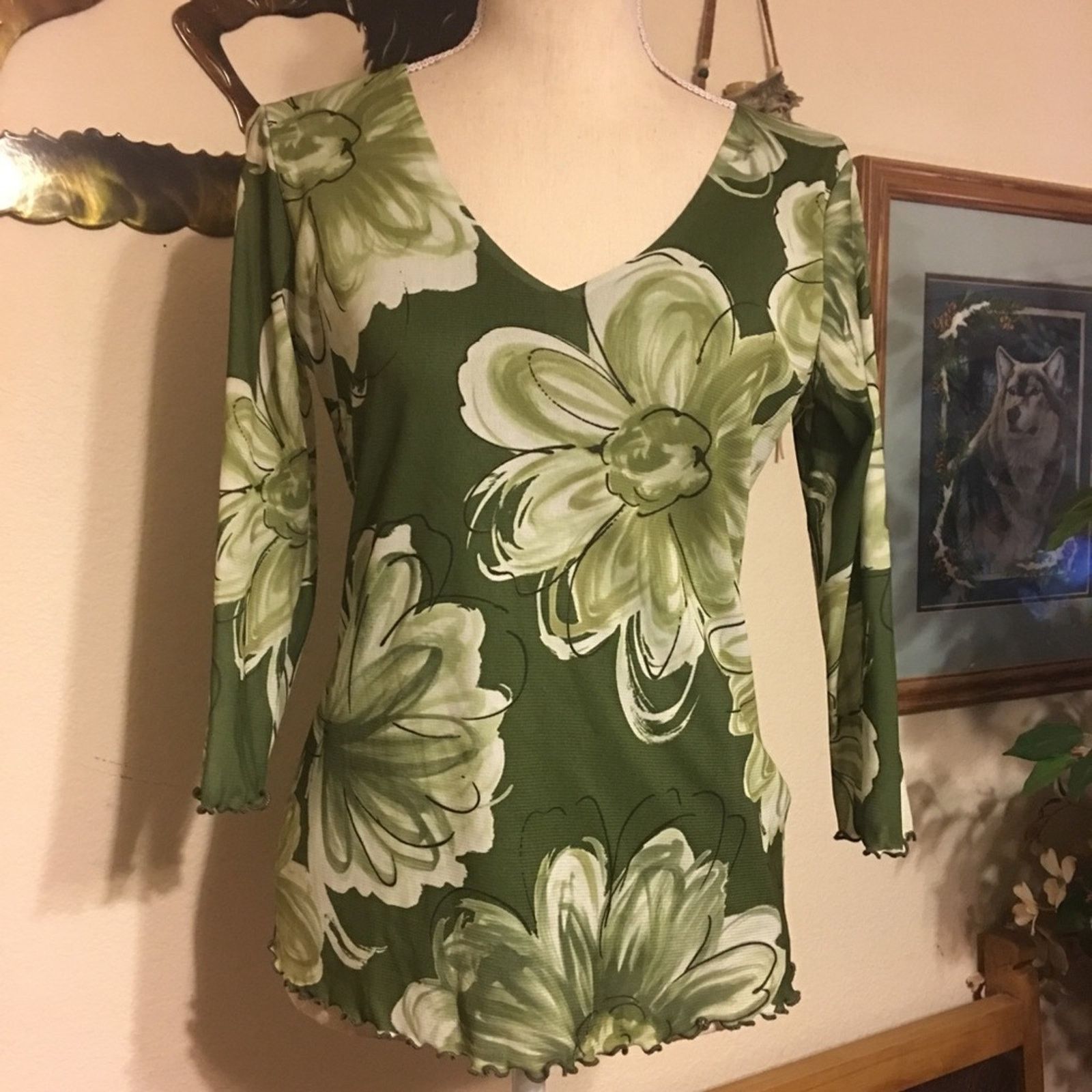 Other Moa Moa green floral 3/4 sleeve top S Size S / US 4 / IT 40 - 1 Thumbnail