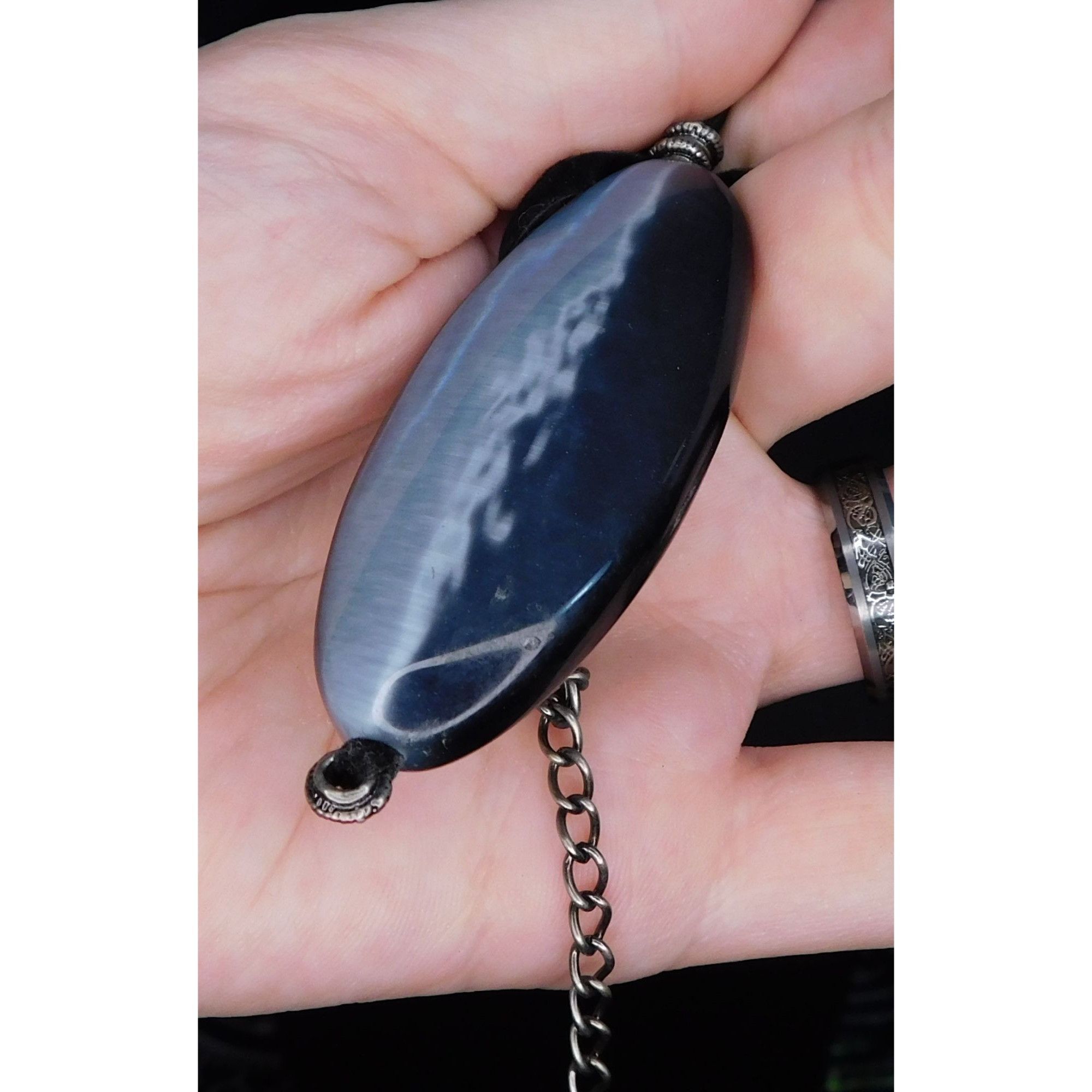 Other Silver Gothic Cat Eye Glass Pendant Necklace Size ONE SIZE - 2 Thumbnail