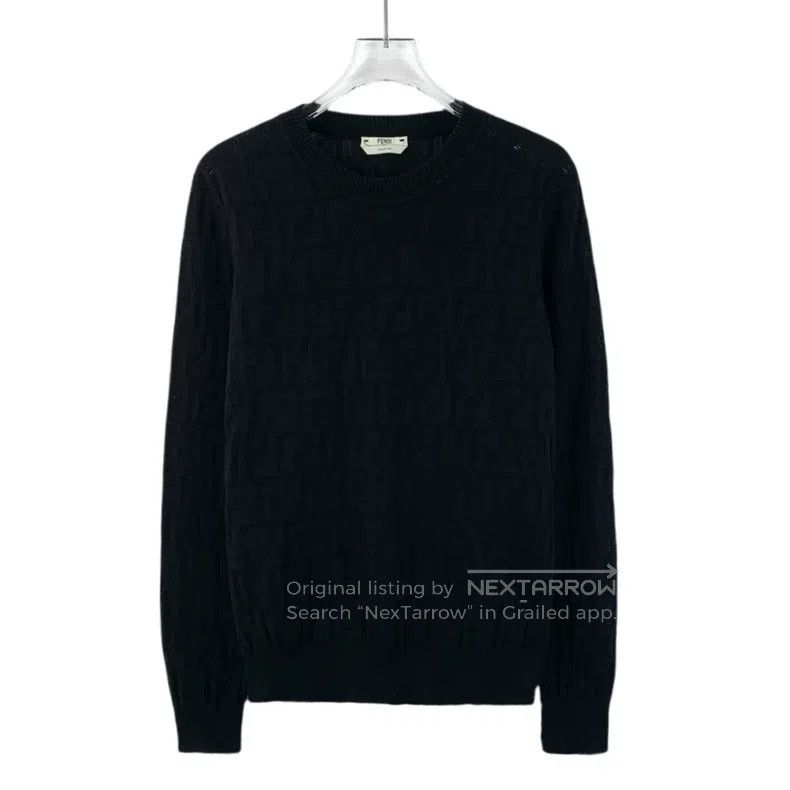 Fendi Fendi Black Logo Relief Full-Print Cotton Round Neck Long Size XS / US 0-2 / IT 36-38 - 1 Thumbnail