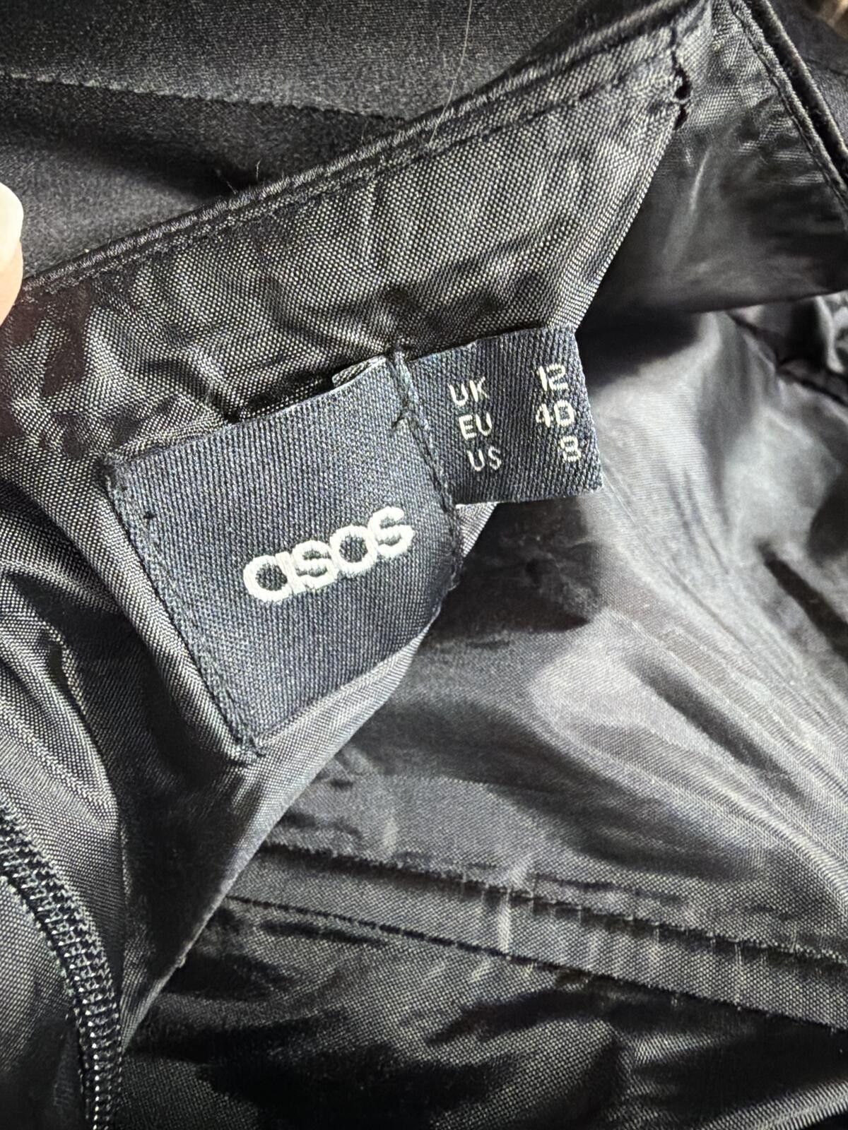 Asos ASOS Black Strapless Midi Satin Cocktail Dress XS - S Size S / US 4 / IT 40 - 8 Thumbnail