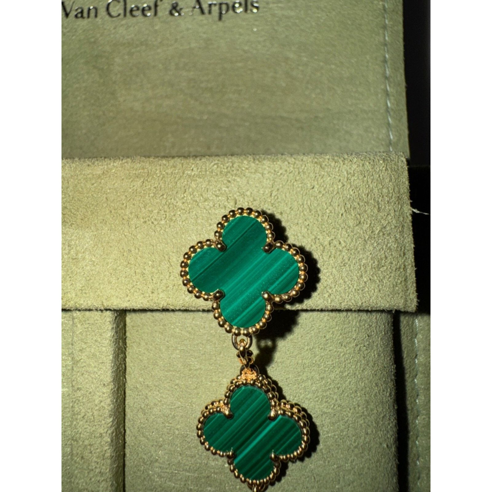 Van Cleef & Arpels Van Cleef Alhambra Earrings 3 Motifs Malachite Green Gold Size ONE SIZE - 5 Thumbnail