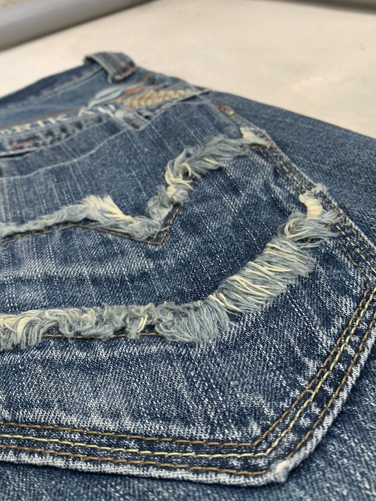 Hysteric Glamour × Japanese Brand Jack Serika Distressed Flare Whisker Arrow Embroidery Y2K Size US 33 - 17 Thumbnail