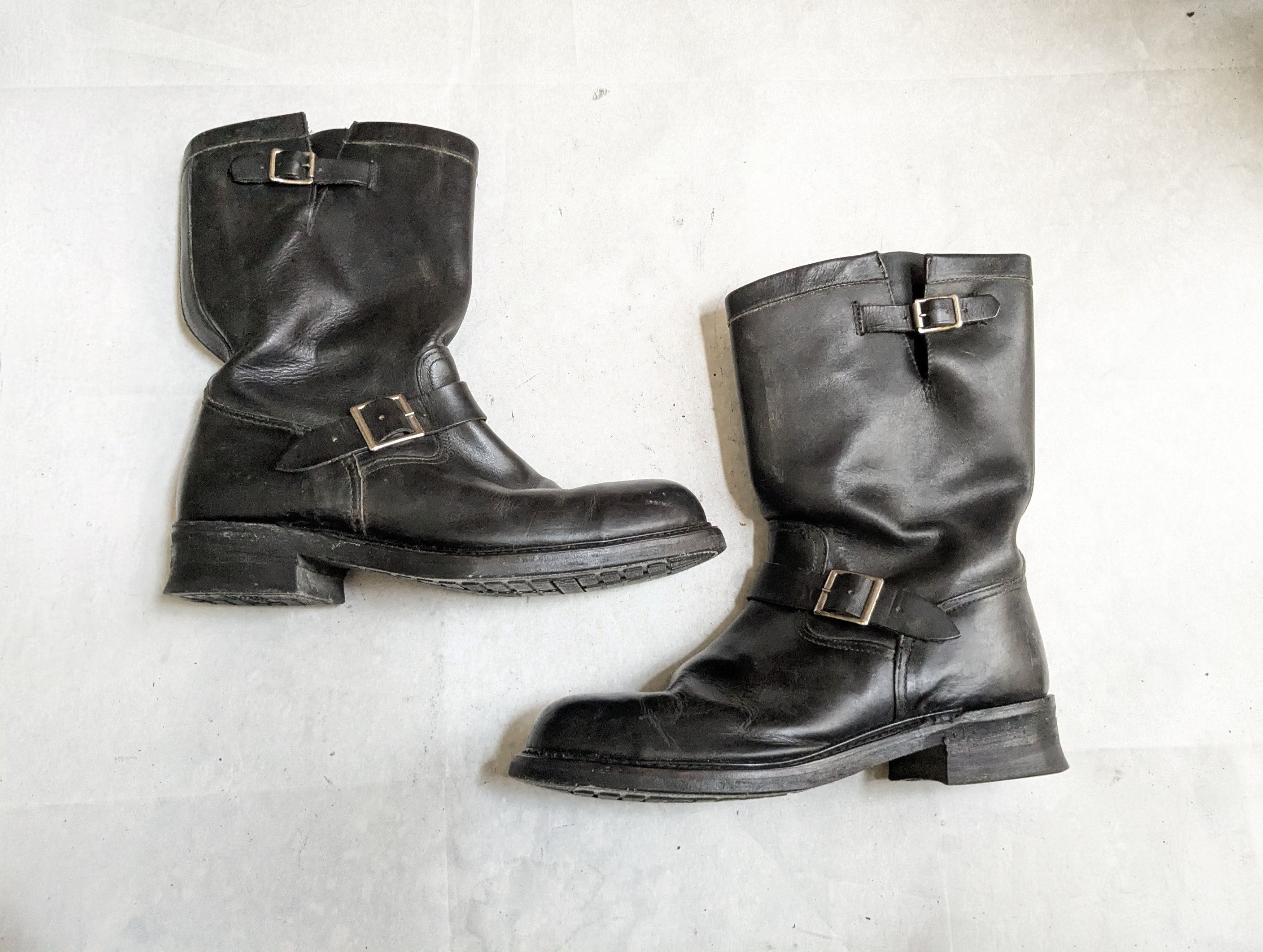 Genuine Leather Vintage Engineer Boots Black 13 E Wide Leather Buckle USA Size US 13 / EU 46 - 1 Thumbnail