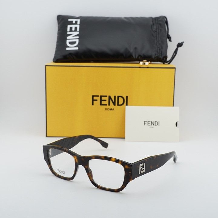 Fendi Fendi FE50123I 052 Eyeglasses Havana 53mm Square Frame Size ONE SIZE - 9 Thumbnail