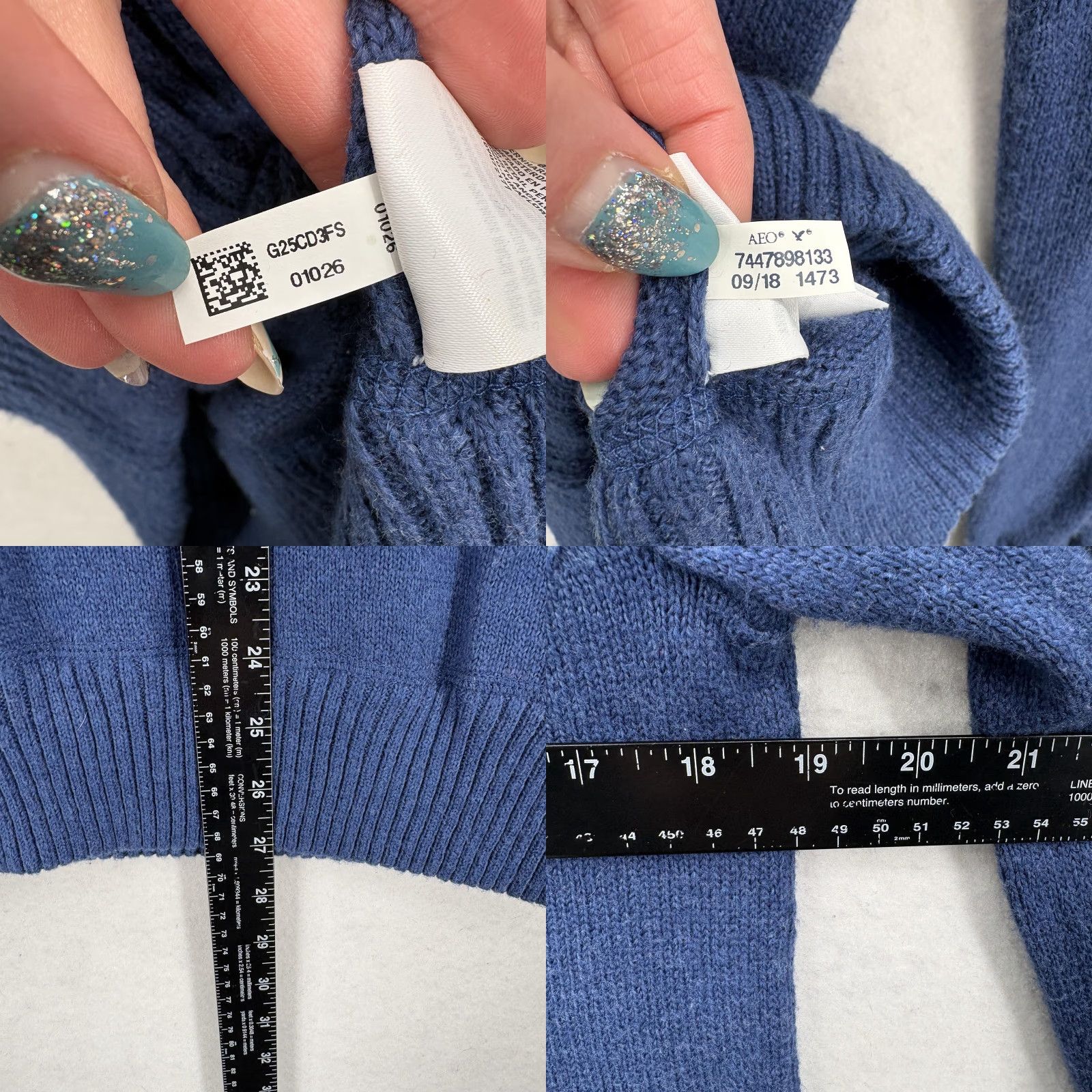 American Eagle Outfitters American Eagle Sweater Mens XS Blue Cotton Blend Crewneck Knit Pullover Casual Size US XS / EU 42 / 0 - 8 Thumbnail
