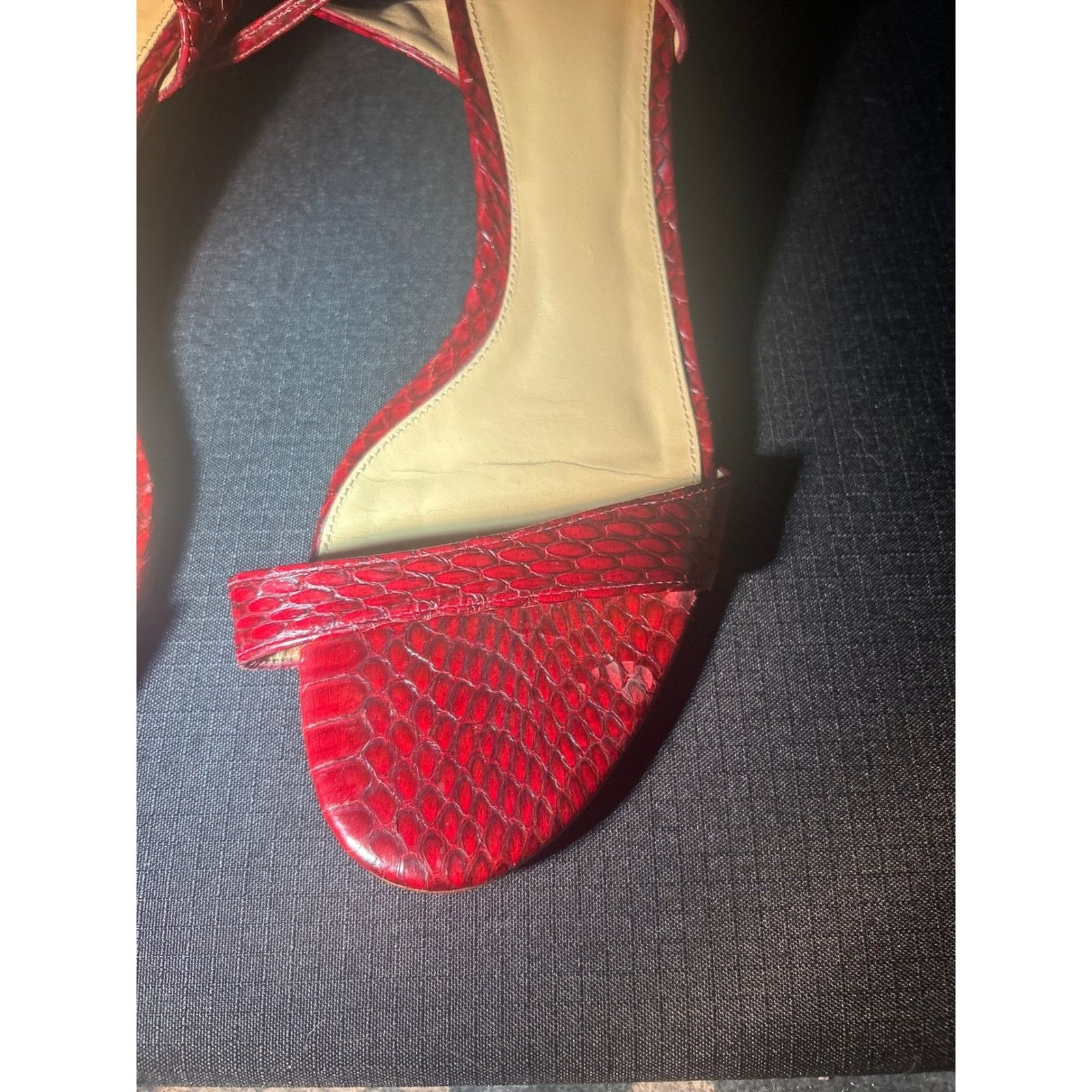 Alexandre Birman Alexandre Birman Red Snakeskin Embossed Leather Kitten 39 Size US 9 / IT 39 - 6 Thumbnail