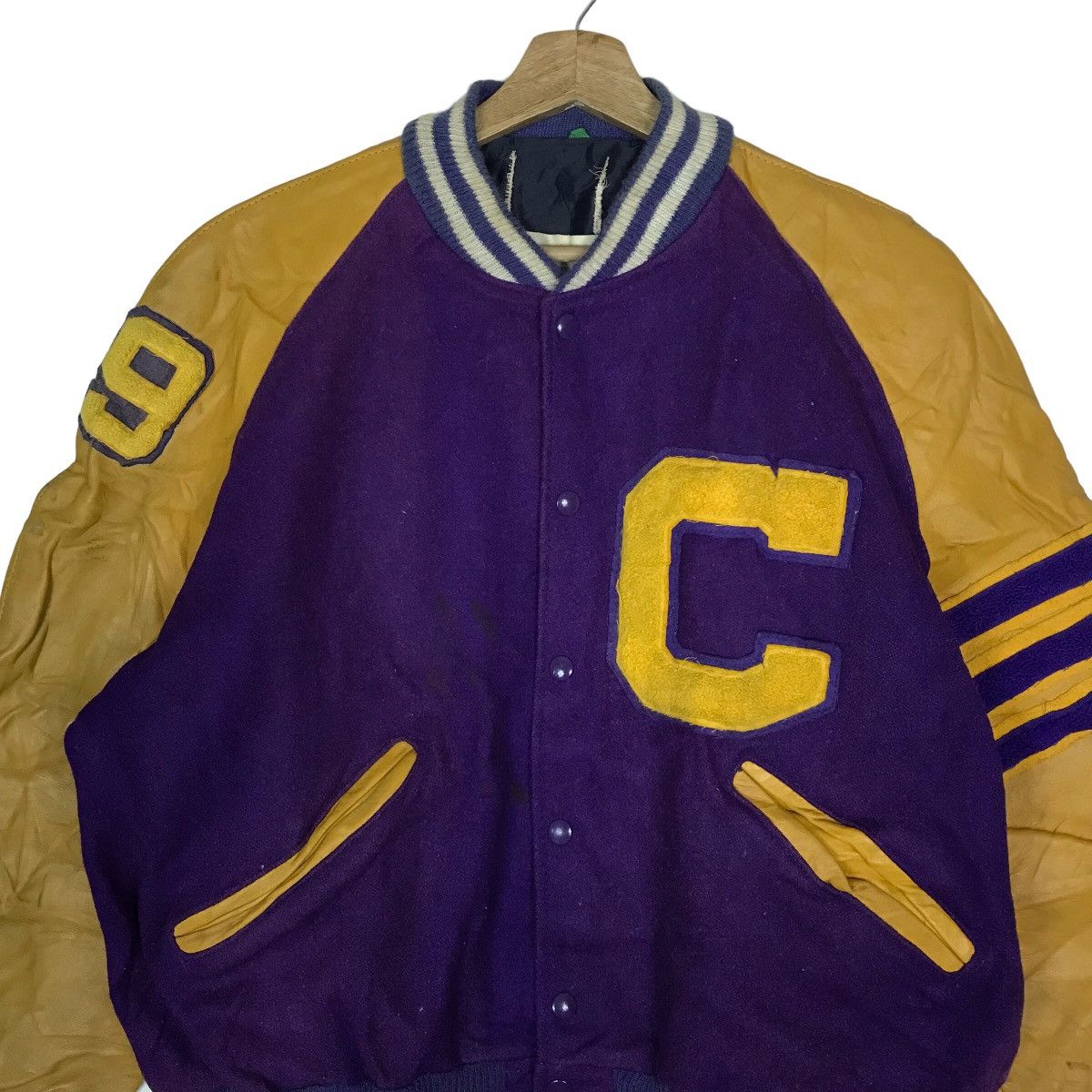 Other Vintage 90s Hollywood Letterman Wool Leather Varsity Jacket Size US L / EU 52-54 / 3 - 3 Thumbnail