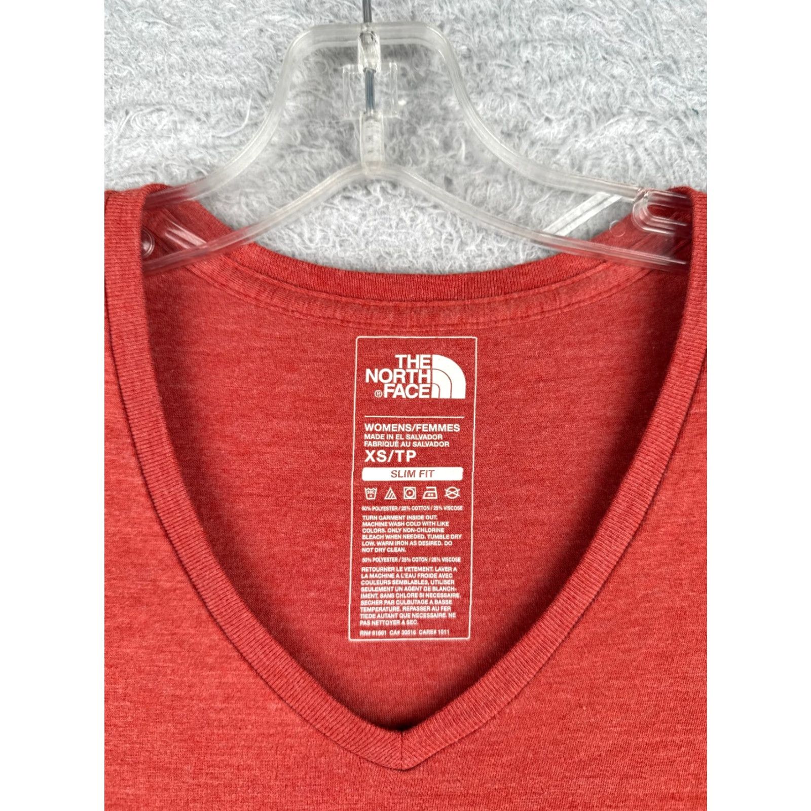 The North Face The North Face Shirt Women XS Red V-Neck Polyester Blend Classic Slim Fit T-Shirt Casual Womens XS Red The North Face Size XS / US 0-2 / IT 36-38 - 7 Thumbnail