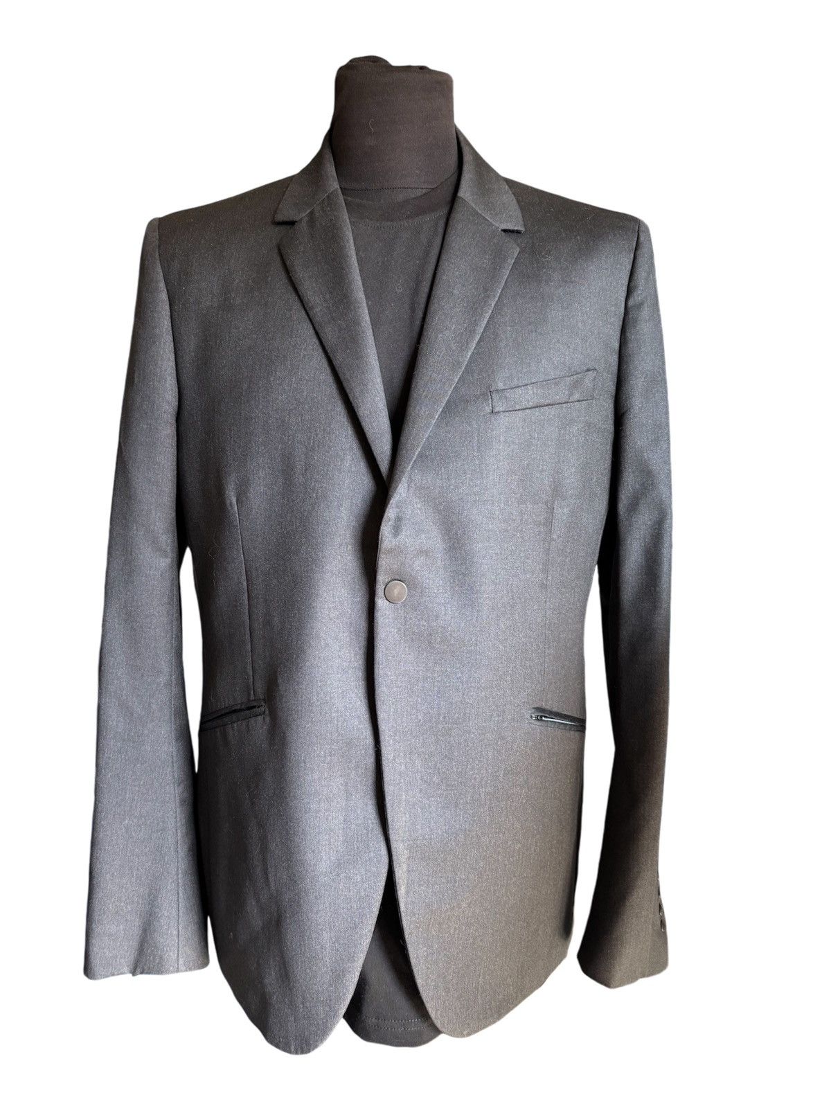 Mugler Grey flanel super 100’s mugler blazer with zip pockets Size 46R - 1 Thumbnail