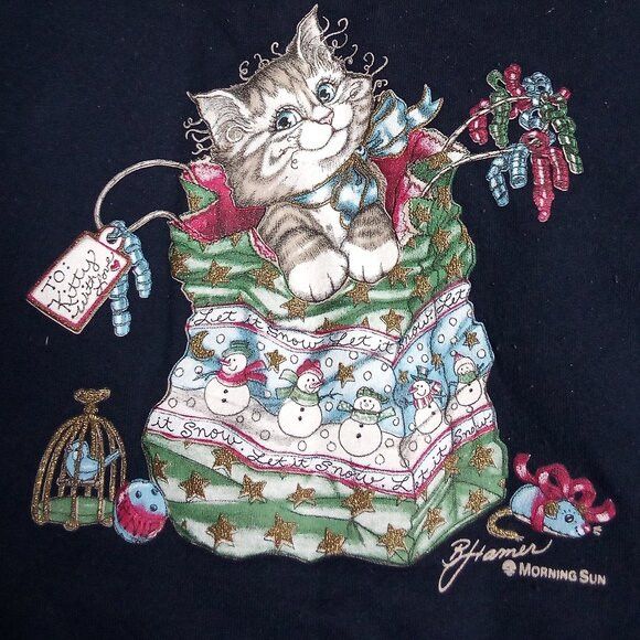 Vintage Vintage Morning Sun Cat Kitten Winter Holiday Sweatshirt Size M / US 6-8 / IT 42-44 - 1 Thumbnail