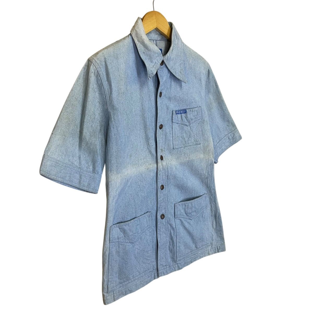 Japanese Brand Vintage 80s Big Bell Made In Japan Shortsleeve Chore Denim Size US S / EU 44-46 / 1 - 2 Thumbnail