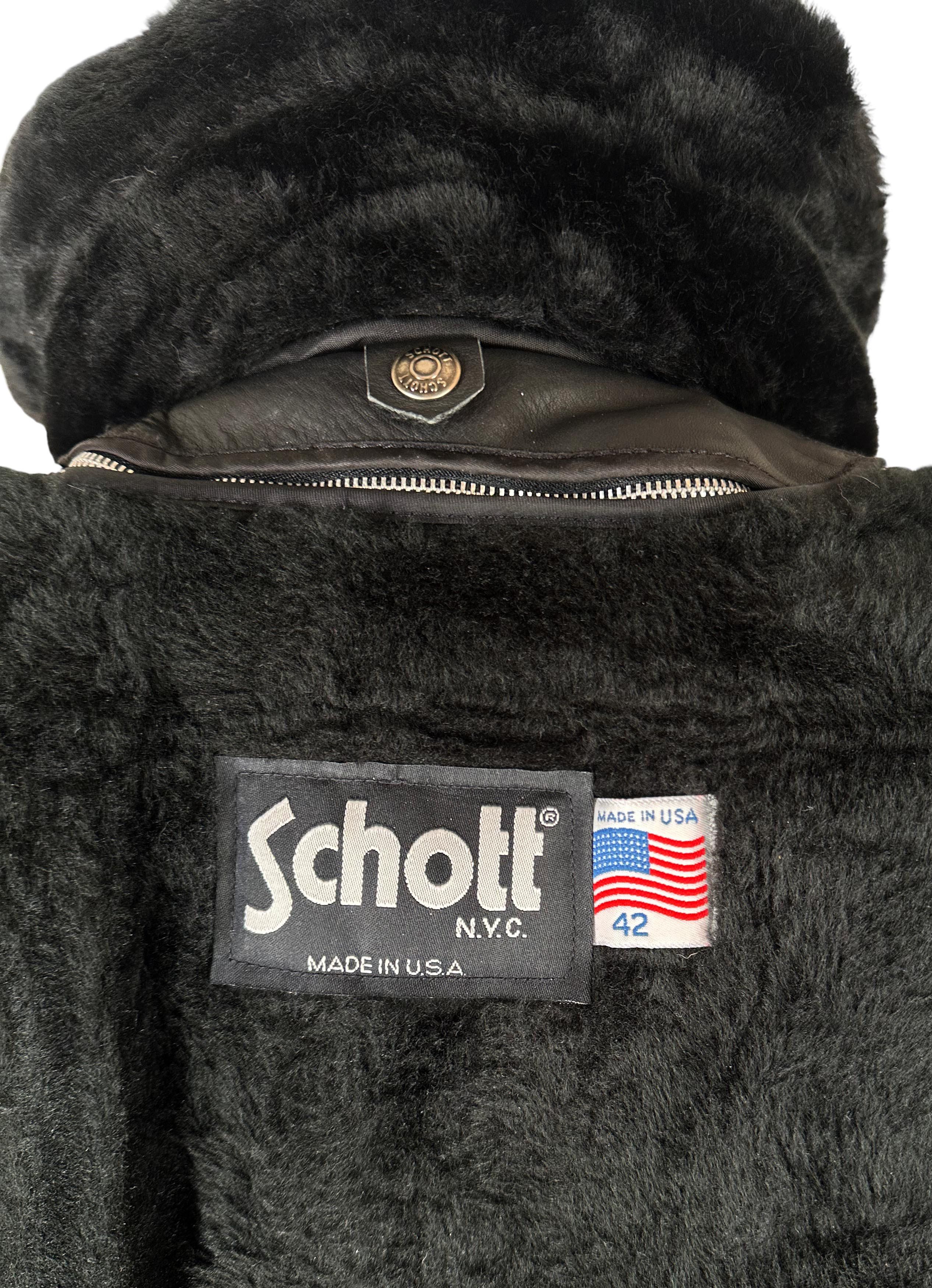 Schott Black Schott NYC Type A-2 Leather G1 Bomber Flight Jacket 42 Size US L / EU 52-54 / 3 - 7 Thumbnail
