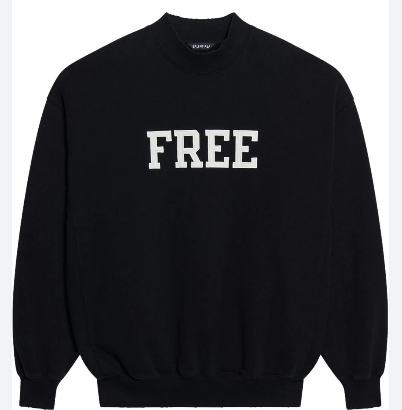 image of Balenciaga Free Printed Oversized Distressed Sweatshirt in Black, Men's (Size Small)